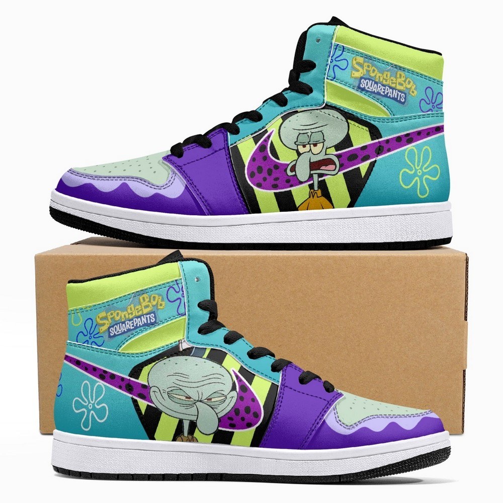 Ideafootwear Mr. Squidward AJ1 High Sneakers Shoes For Men And Women