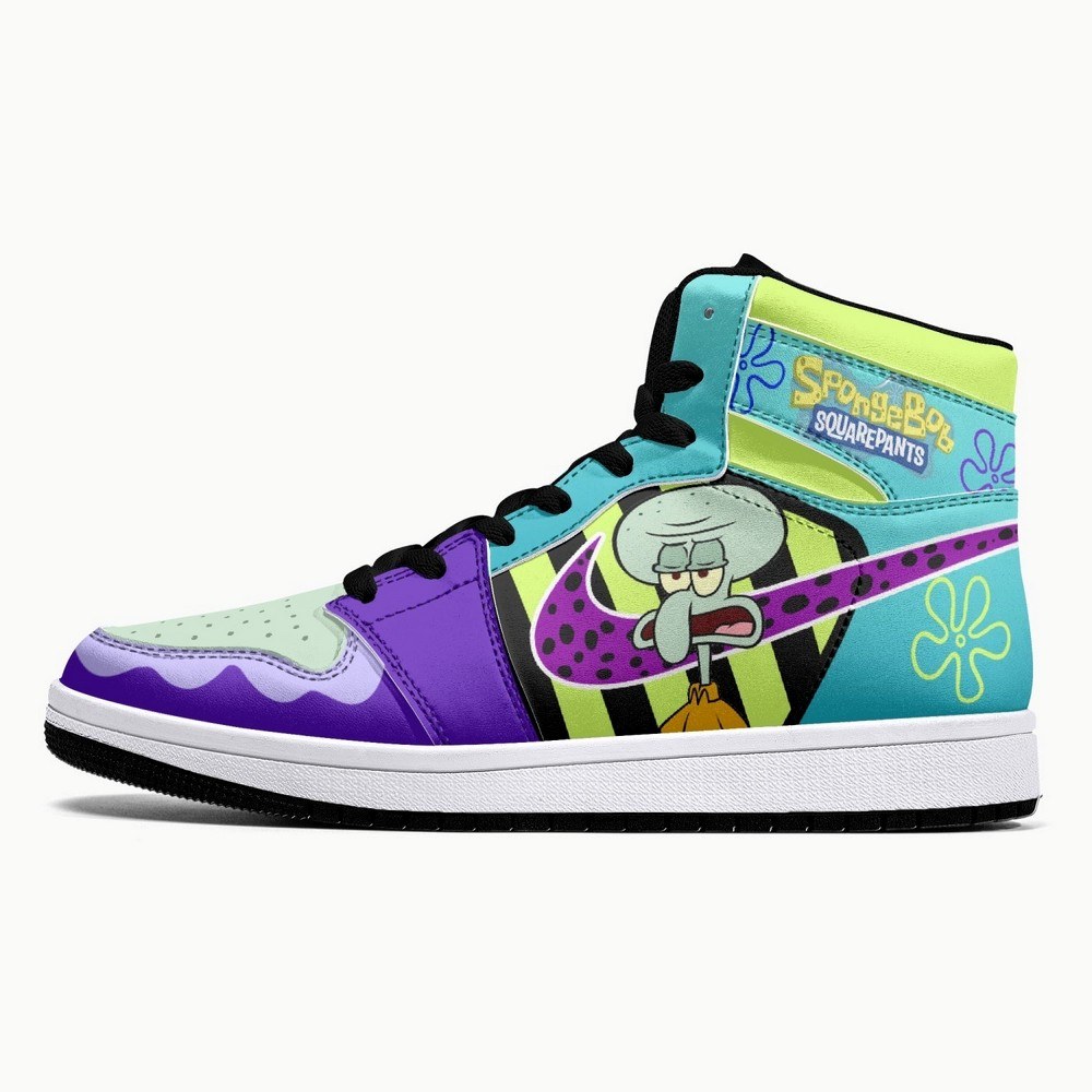 Ideafootwear Mr. Squidward AJ1 High Sneakers Shoes For Men And Women