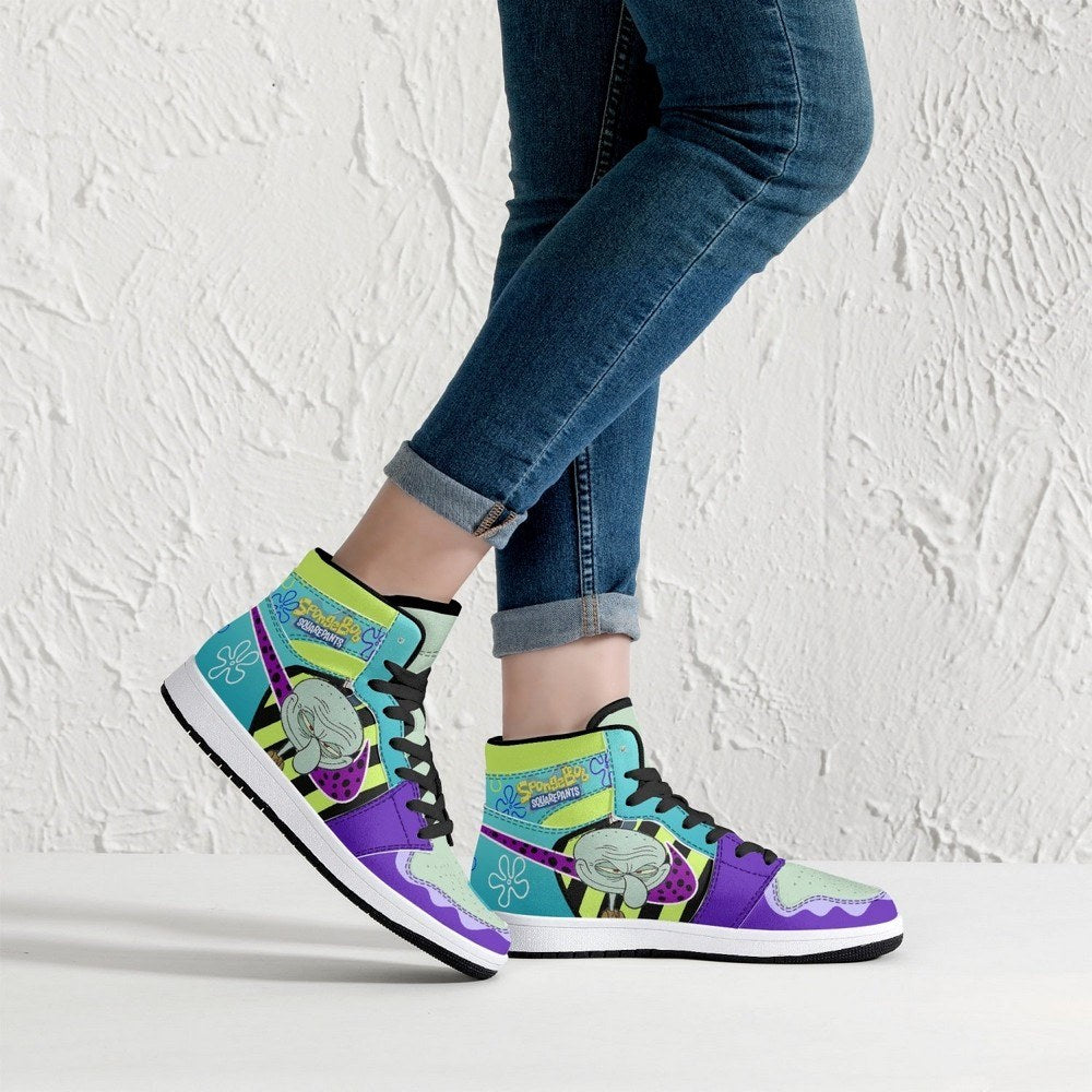 Ideafootwear Mr. Squidward AJ1 High Sneakers Shoes For Men And Women