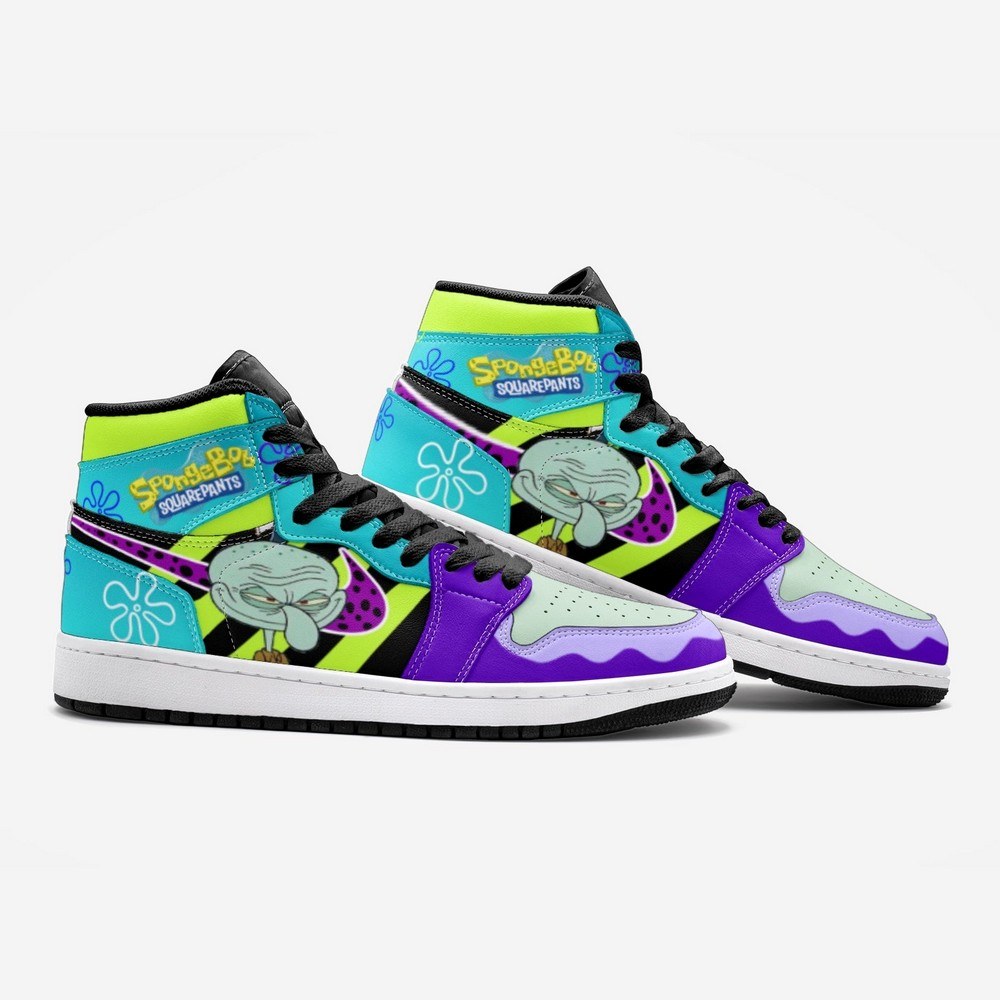 Ideafootwear Mr. Squidward Q AJ1 High Sneakers Shoes For Men And Women