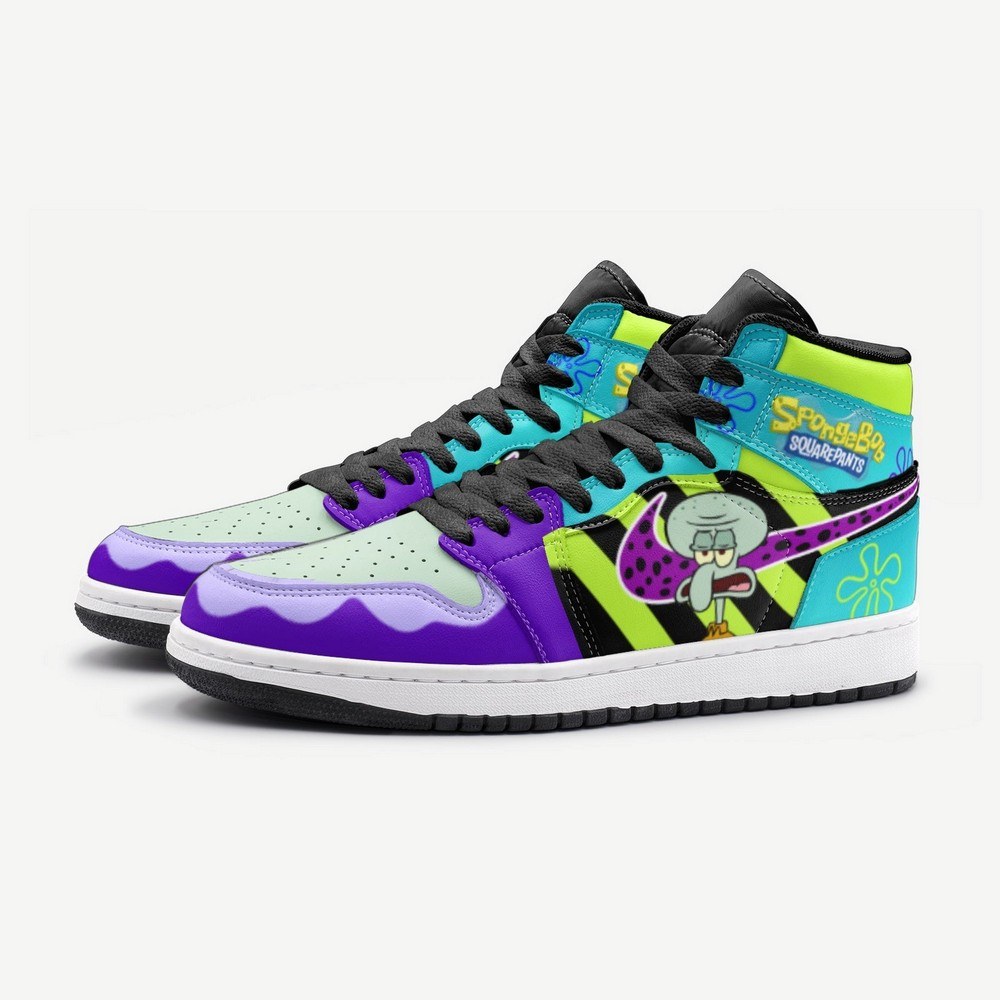 Ideafootwear Mr. Squidward Q AJ1 High Sneakers Shoes For Men And Women