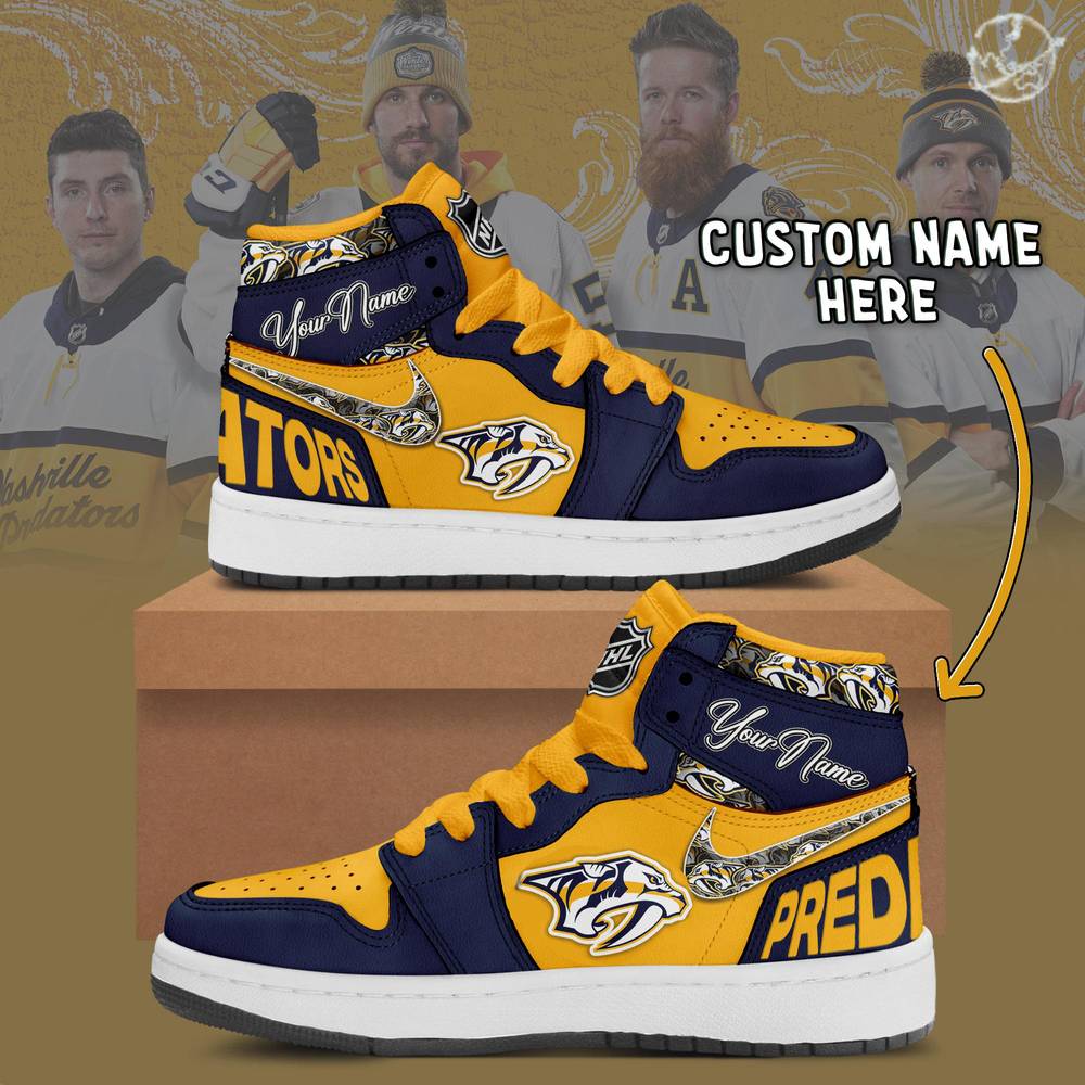 Ideafootwear Nashville Predators AJ1 High Sneakers Shoes For Men And Women