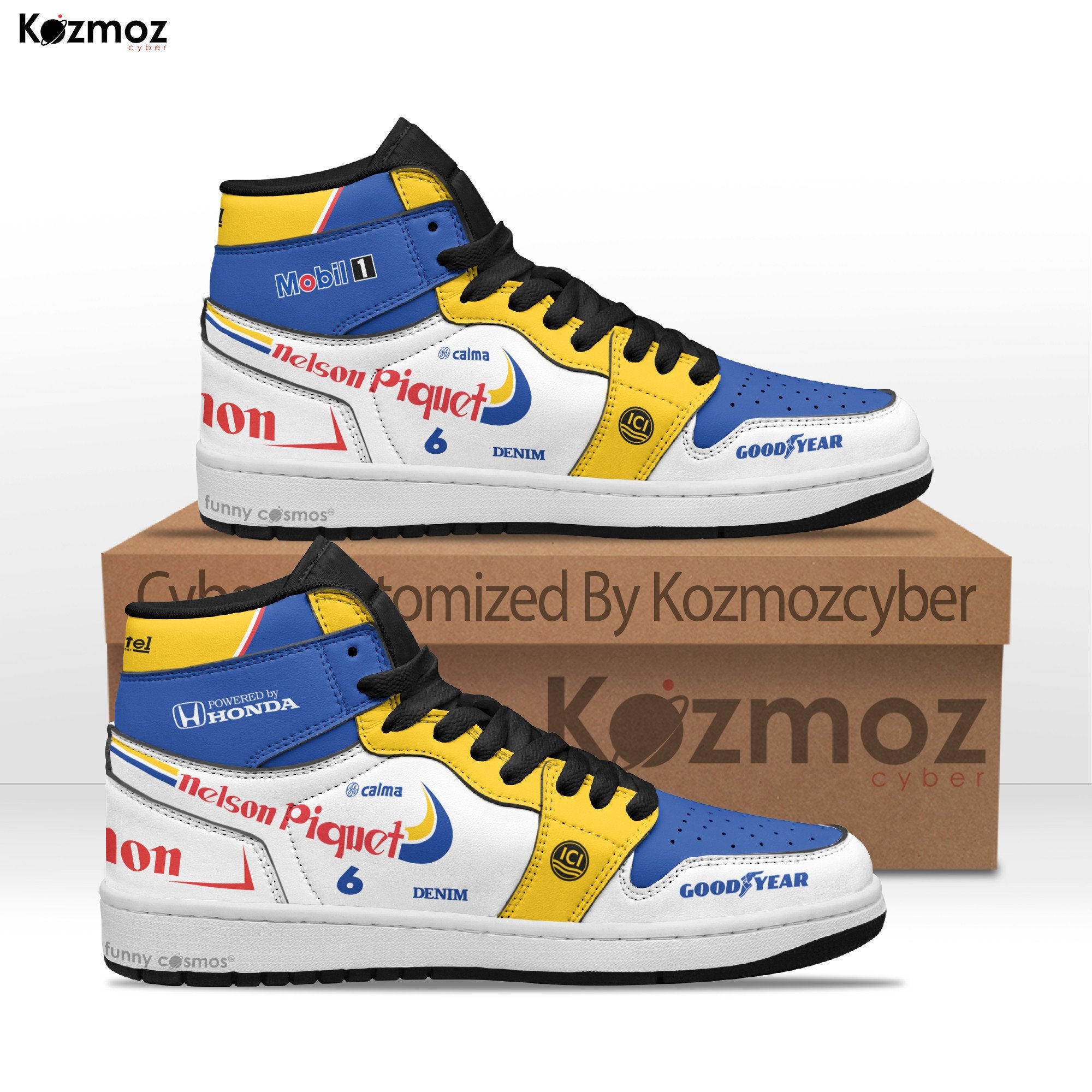 Ideafootwear Nelson Piquet AJ1 High Sneakers Shoes For Men And Women