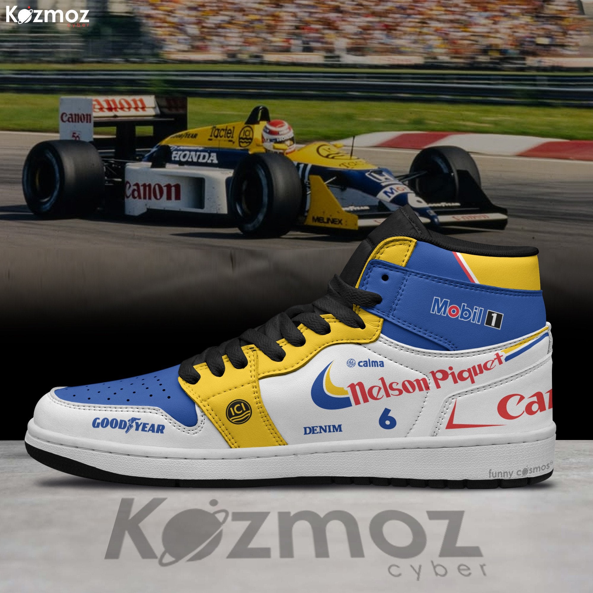 Ideafootwear Nelson Piquet AJ1 High Sneakers Shoes For Men And Women