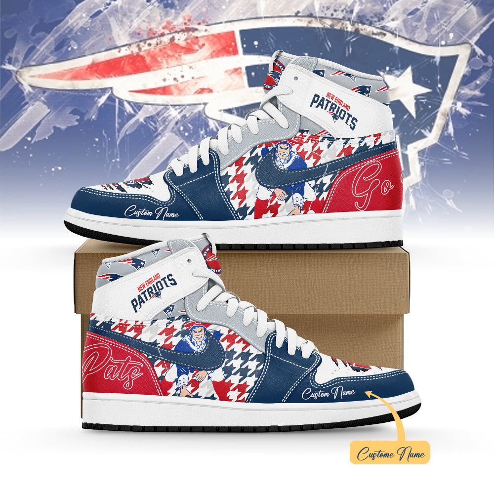 Ideafootwear New England Patriots AJ1 High Sneakers Shoes For Men And Women