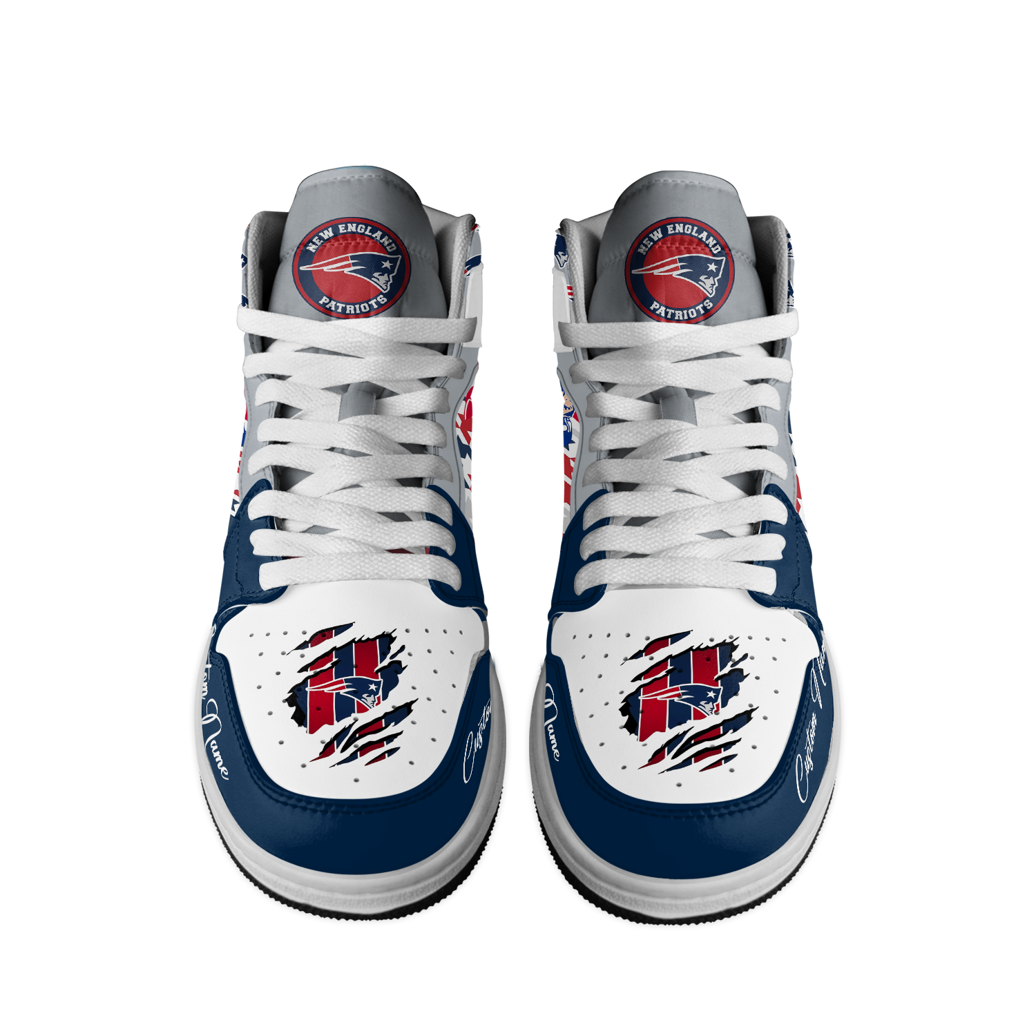 Ideafootwear New England Patriots AJ1 High Sneakers Shoes For Men And Women