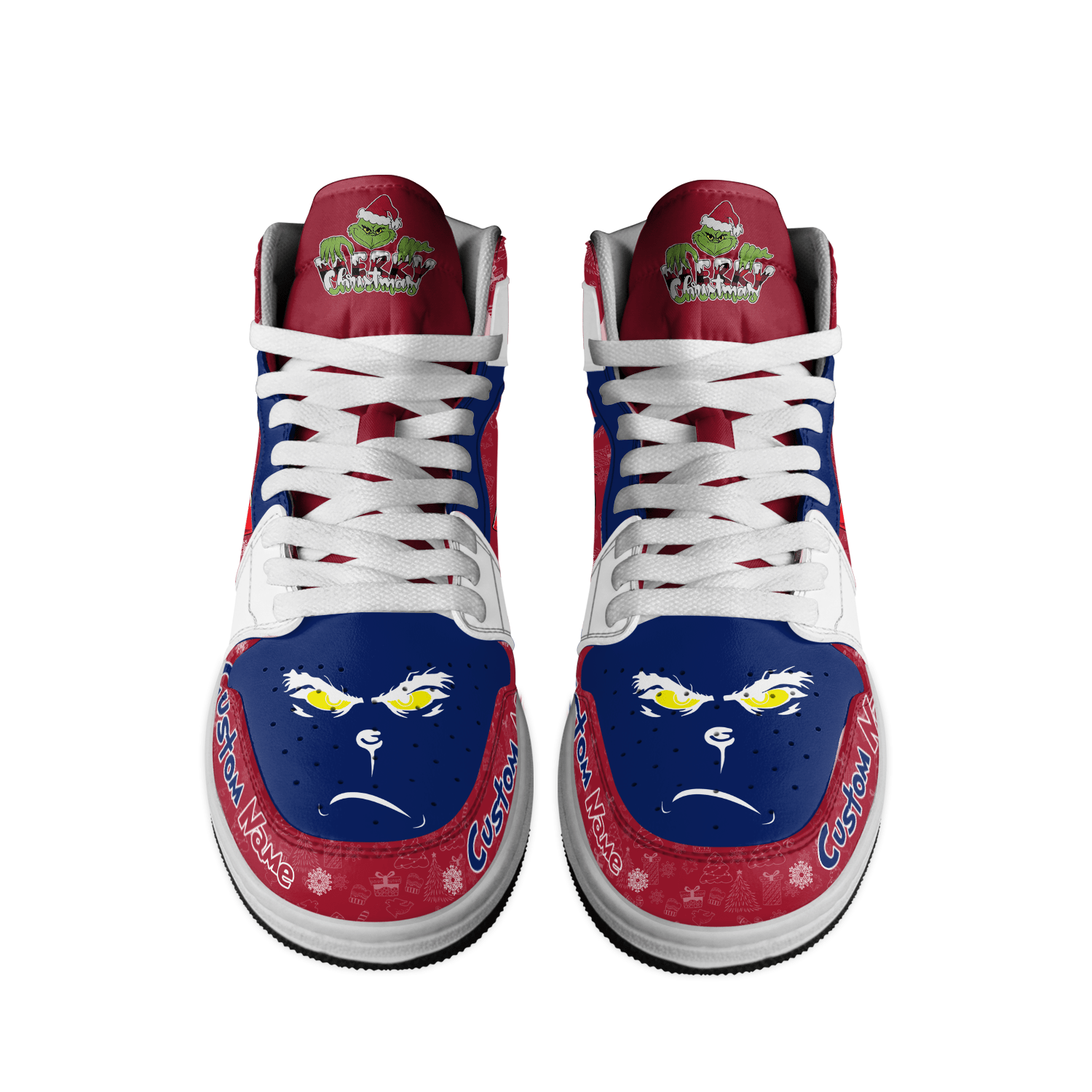 Ideafootwear New York Giants x The Grinch x Christmas AJ1 High Sneakers Shoes For Men And Women