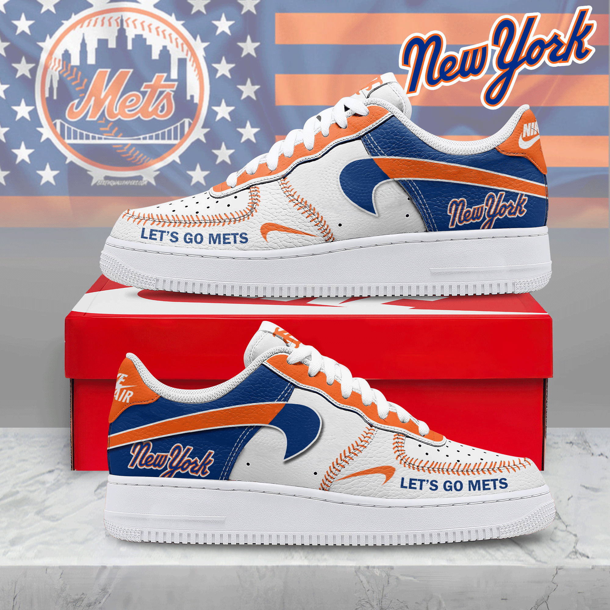 Ideafootwear New York Mets Air Low-Top Sneakers Shoes For Men And Women 1