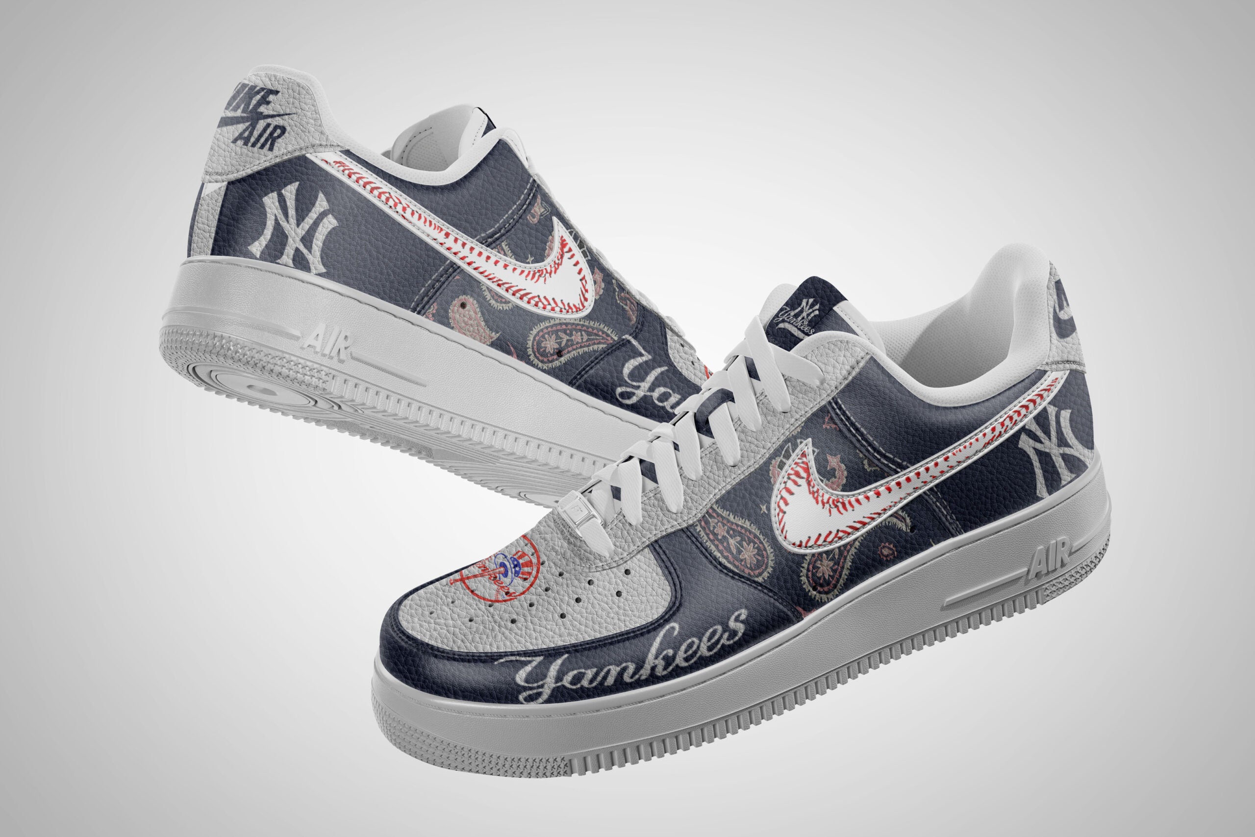 Ideafootwear New York Yankees Air Low-Top Sneakers Shoes For Men And Women 4