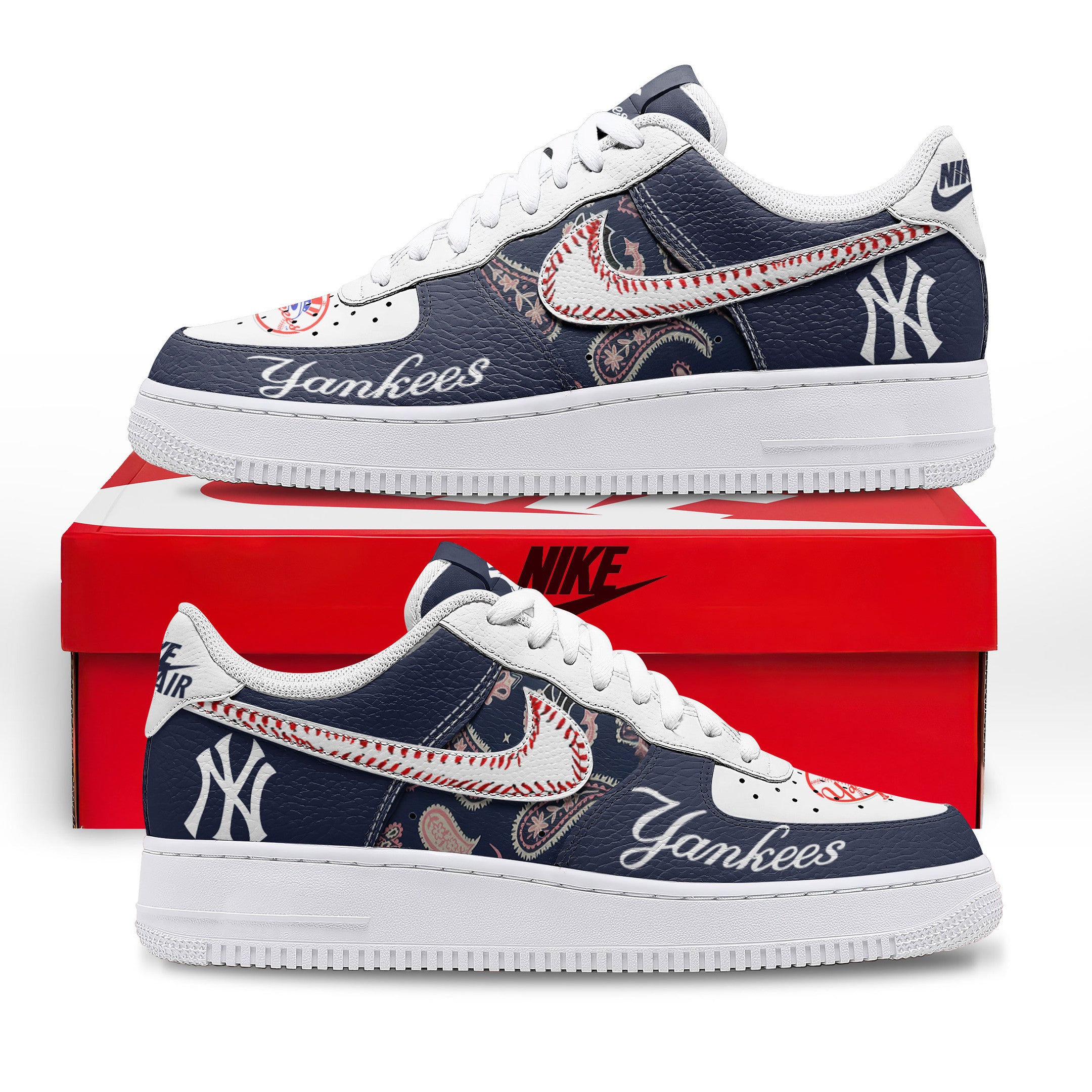 Ideafootwear New York Yankees Air Low-Top Sneakers Shoes For Men And Women 5