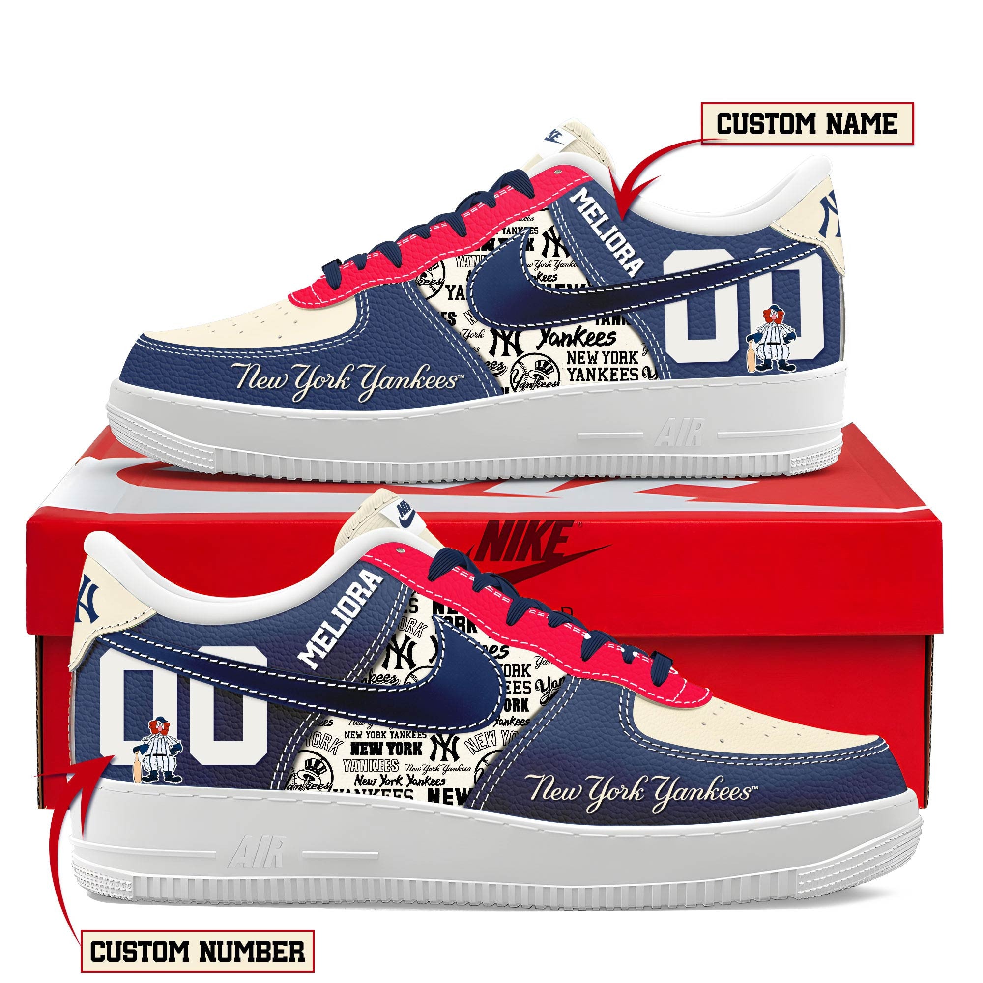 Ideafootwear New York Yankees Air Low-Top Sneakers Shoes For Men And Women 1