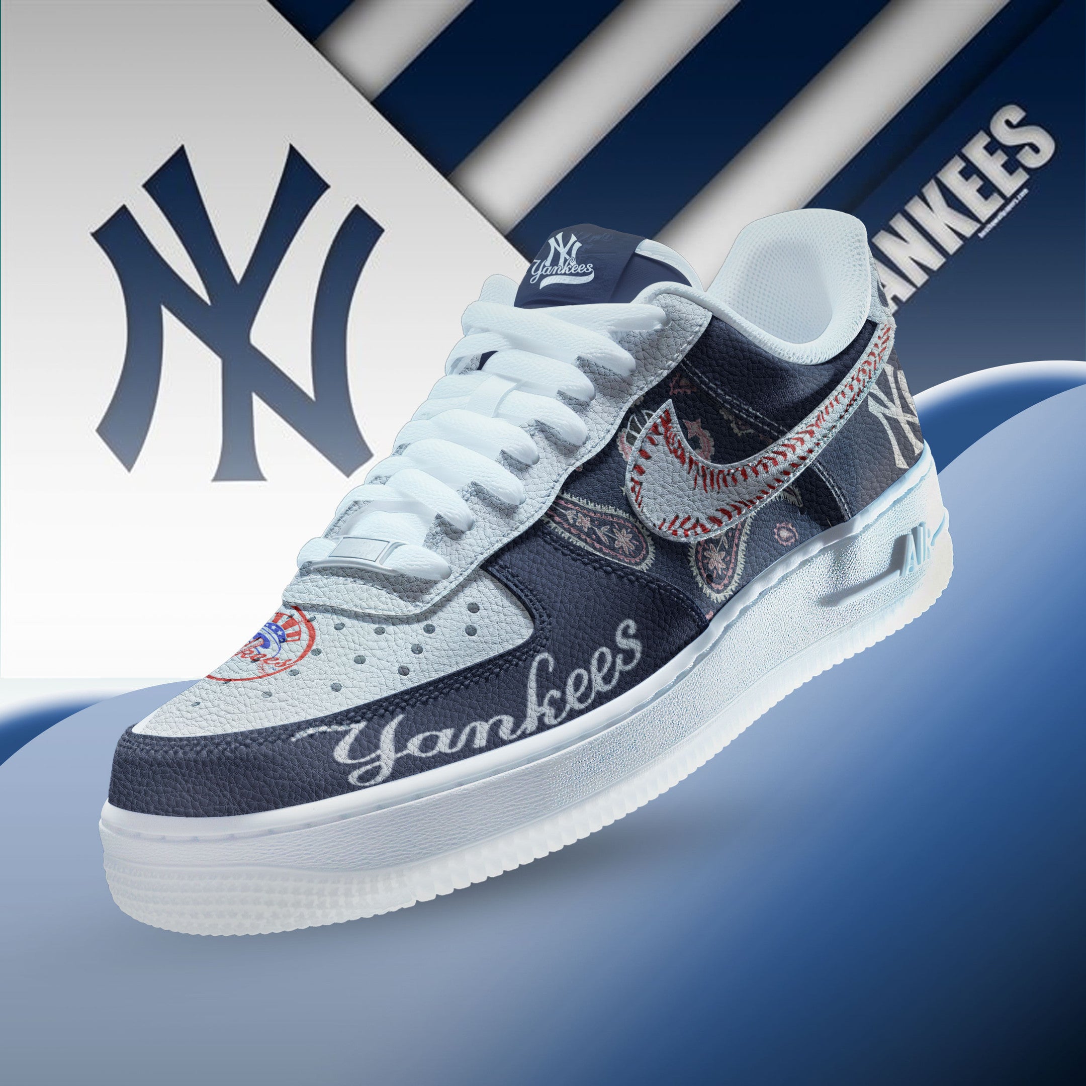 Ideafootwear New York Yankees Air Low-Top Sneakers Shoes For Men And Women 1
