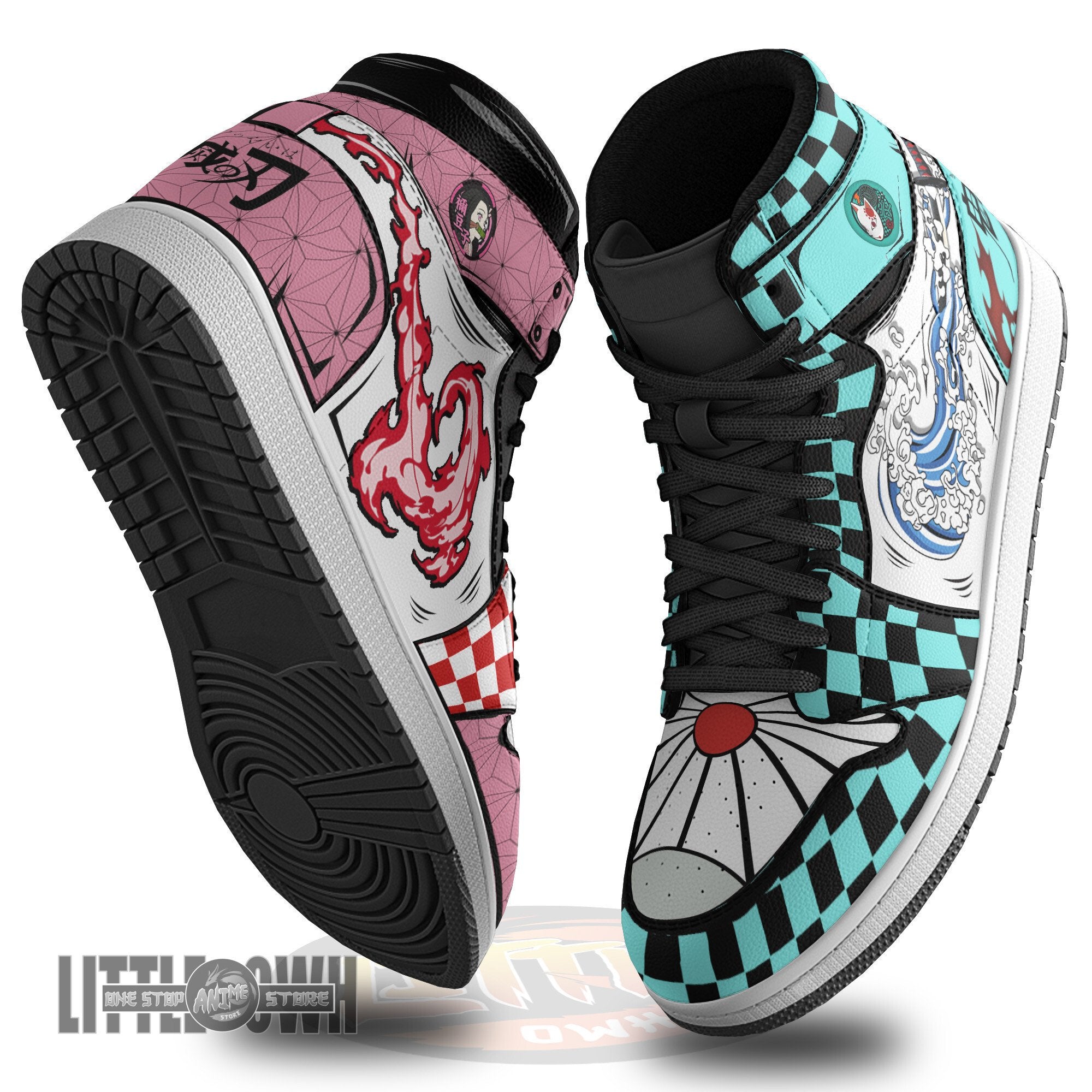 Ideafootwear Nezuko And Tanjiro AJ1 High Sneakers Shoes For Men And Women