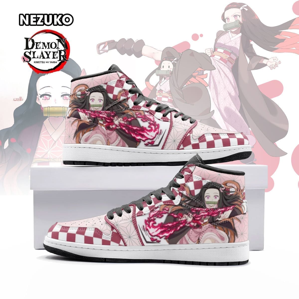 Ideafootwear Nezuko Demon Slayer AJ1 High Sneakers Shoes For Men And Women