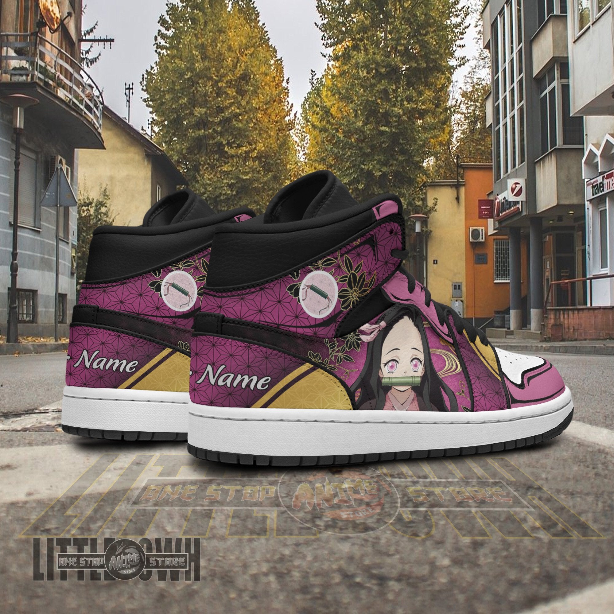 Ideafootwear Nezuko Kamado AJ1 High Sneakers Shoes For Men And Women