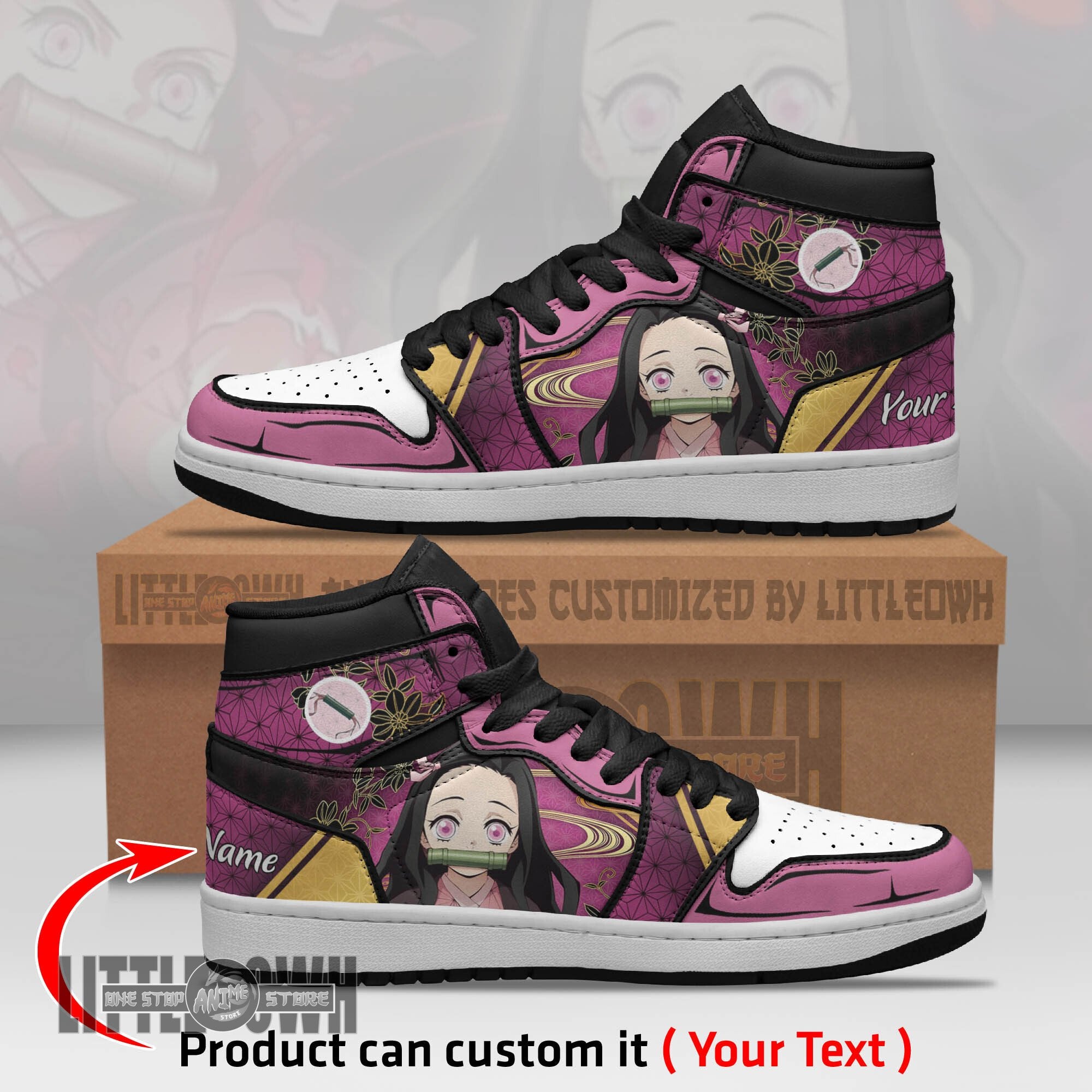 Ideafootwear Nezuko Kamado AJ1 High Sneakers Shoes For Men And Women
