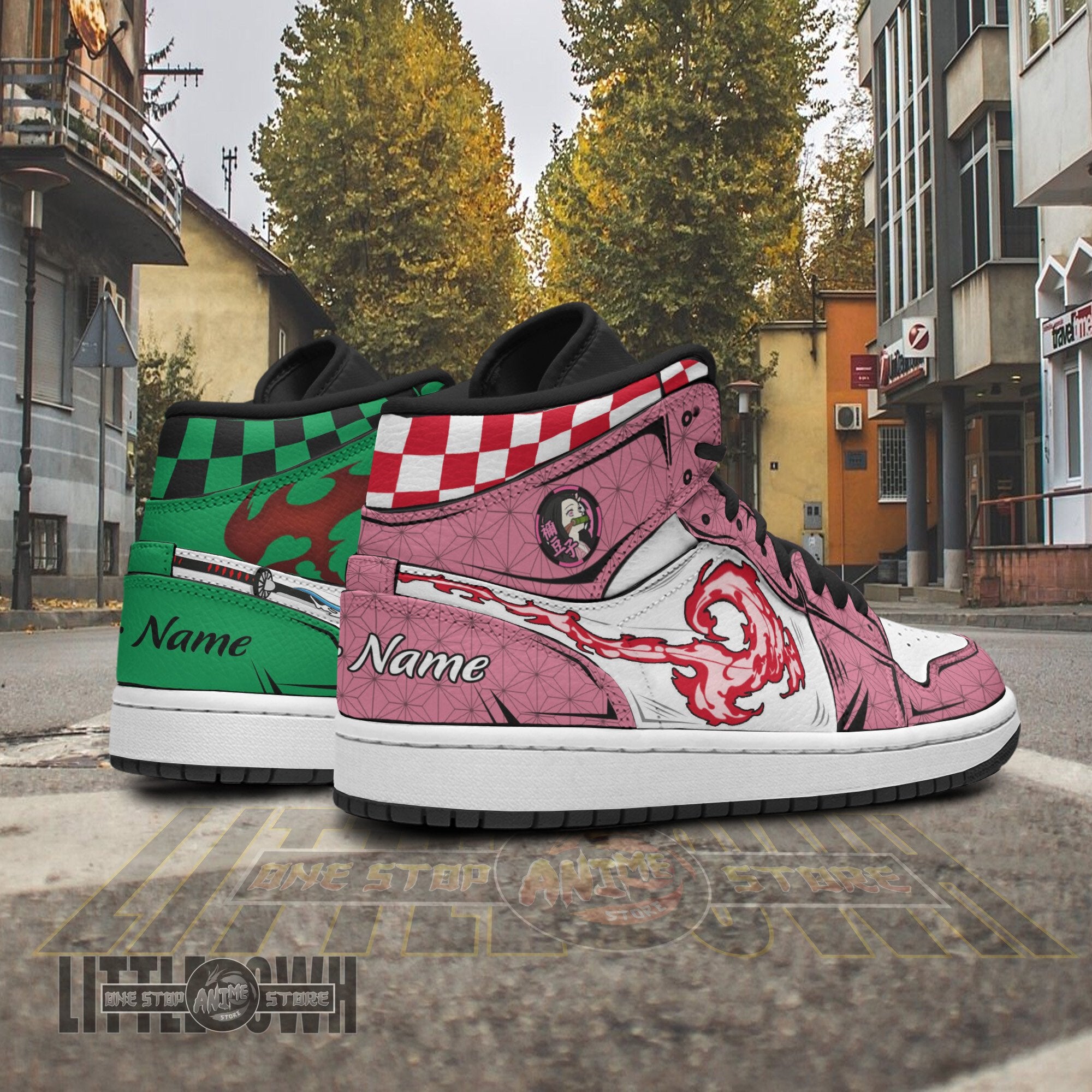 Ideafootwear Nezuko x Tanjiro AJ1 High Sneakers Shoes For Men And Women