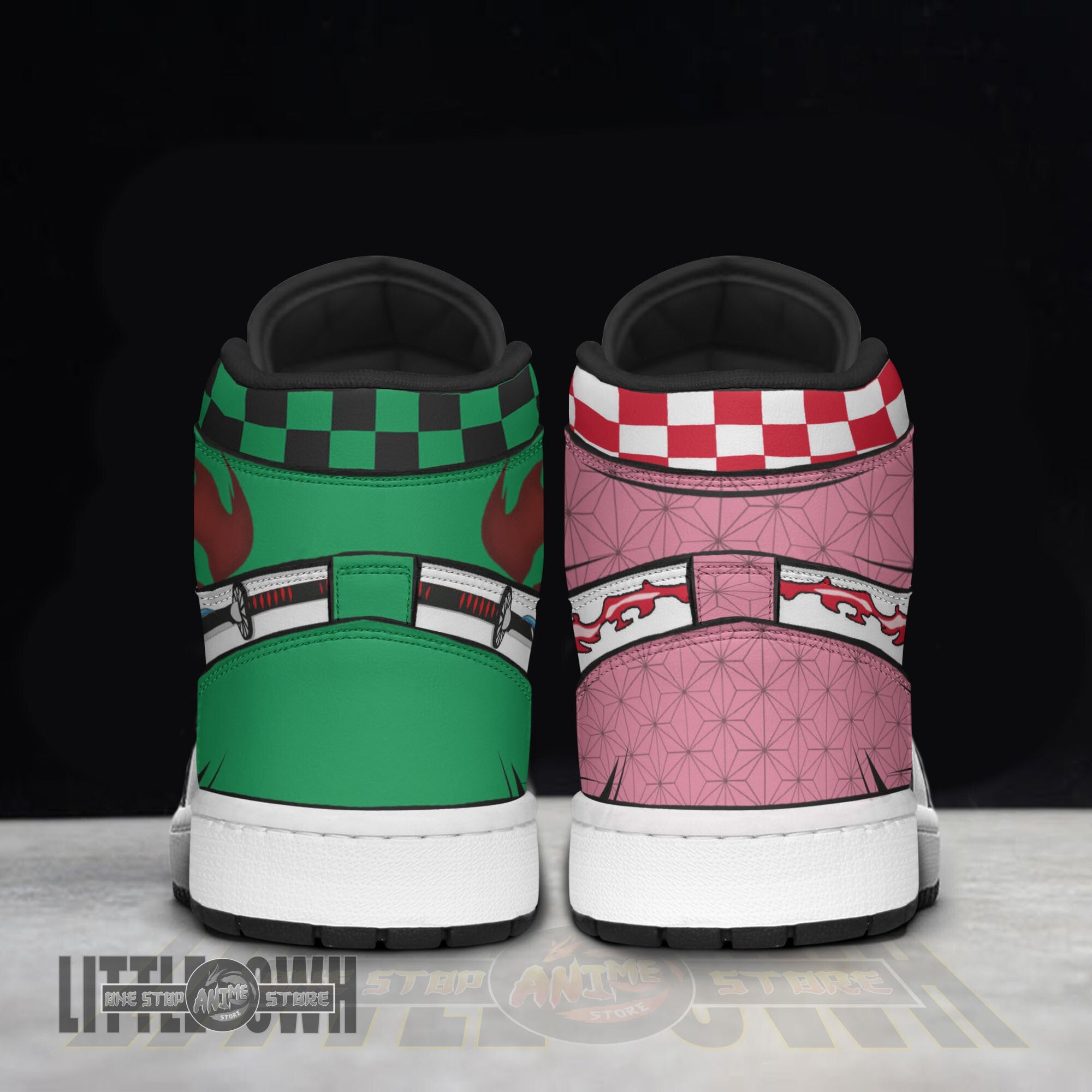 Ideafootwear Nezuko x Tanjiro AJ1 High Sneakers Shoes For Men And Women