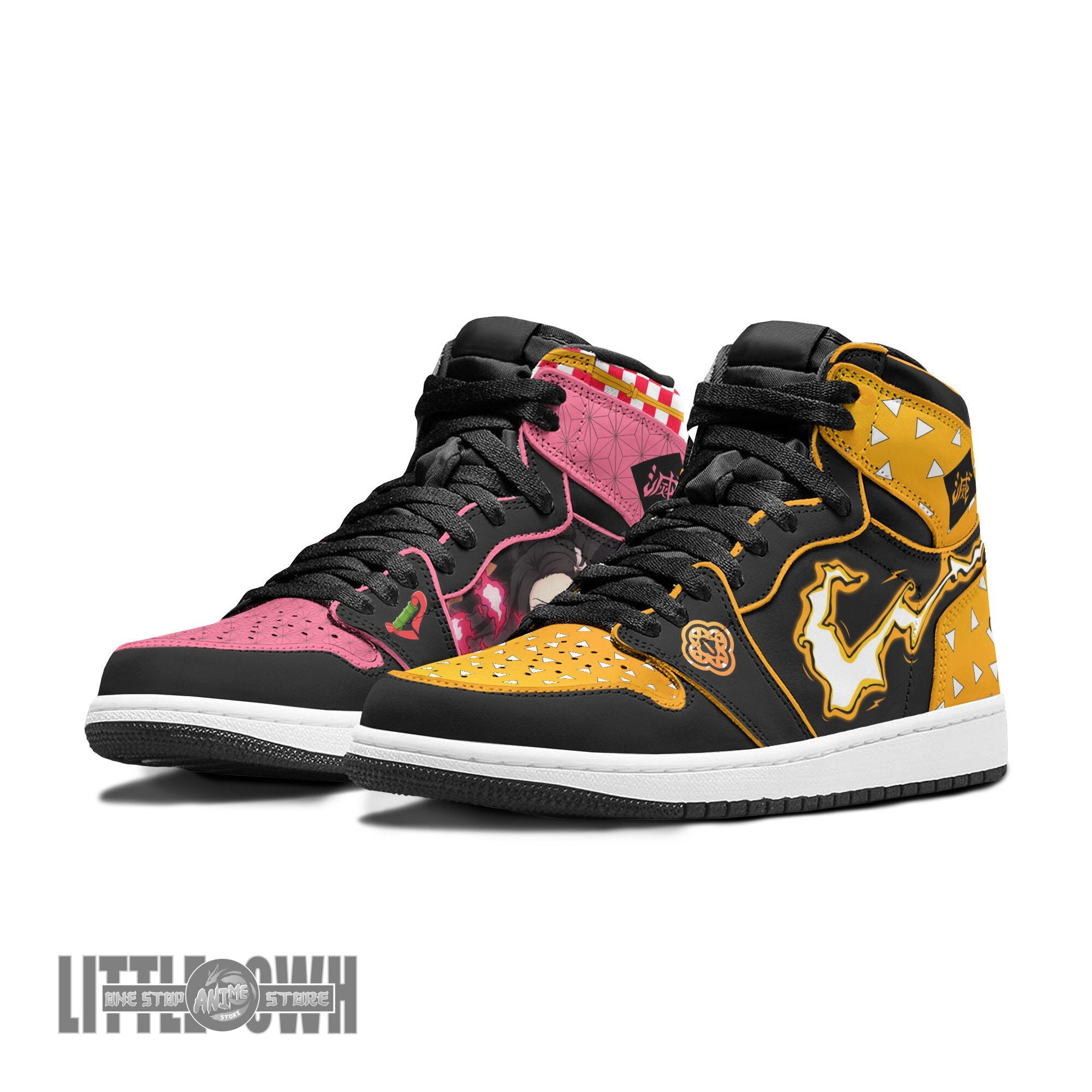 Ideafootwear Nezuko x Zenitsu AJ1 High Sneakers Shoes For Men And Women