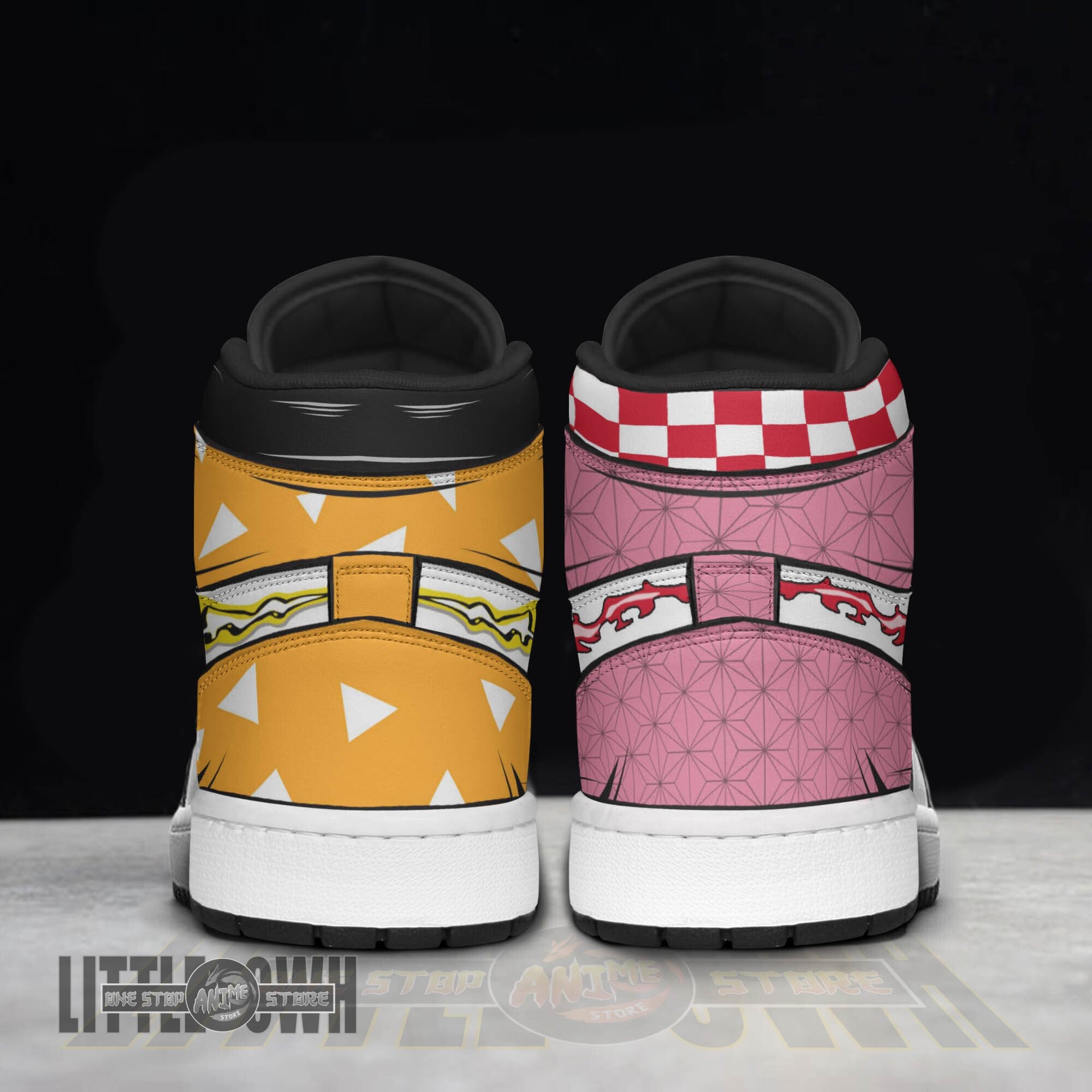 Ideafootwear Nezuko x Zenitsu AJ1 High Sneakers Shoes For Men And Women