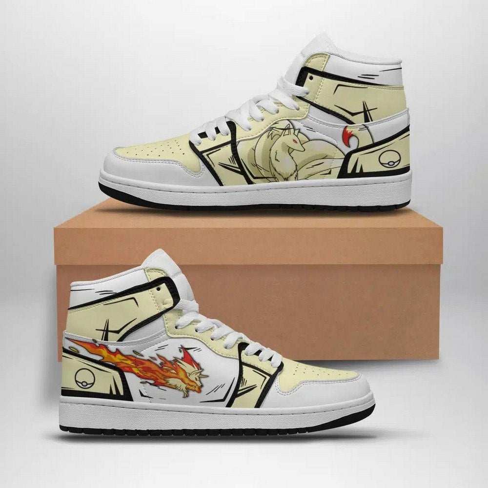 Ideafootwear Ninetales Pokemon  AJ1 High Sneakers Shoes For Men And Women