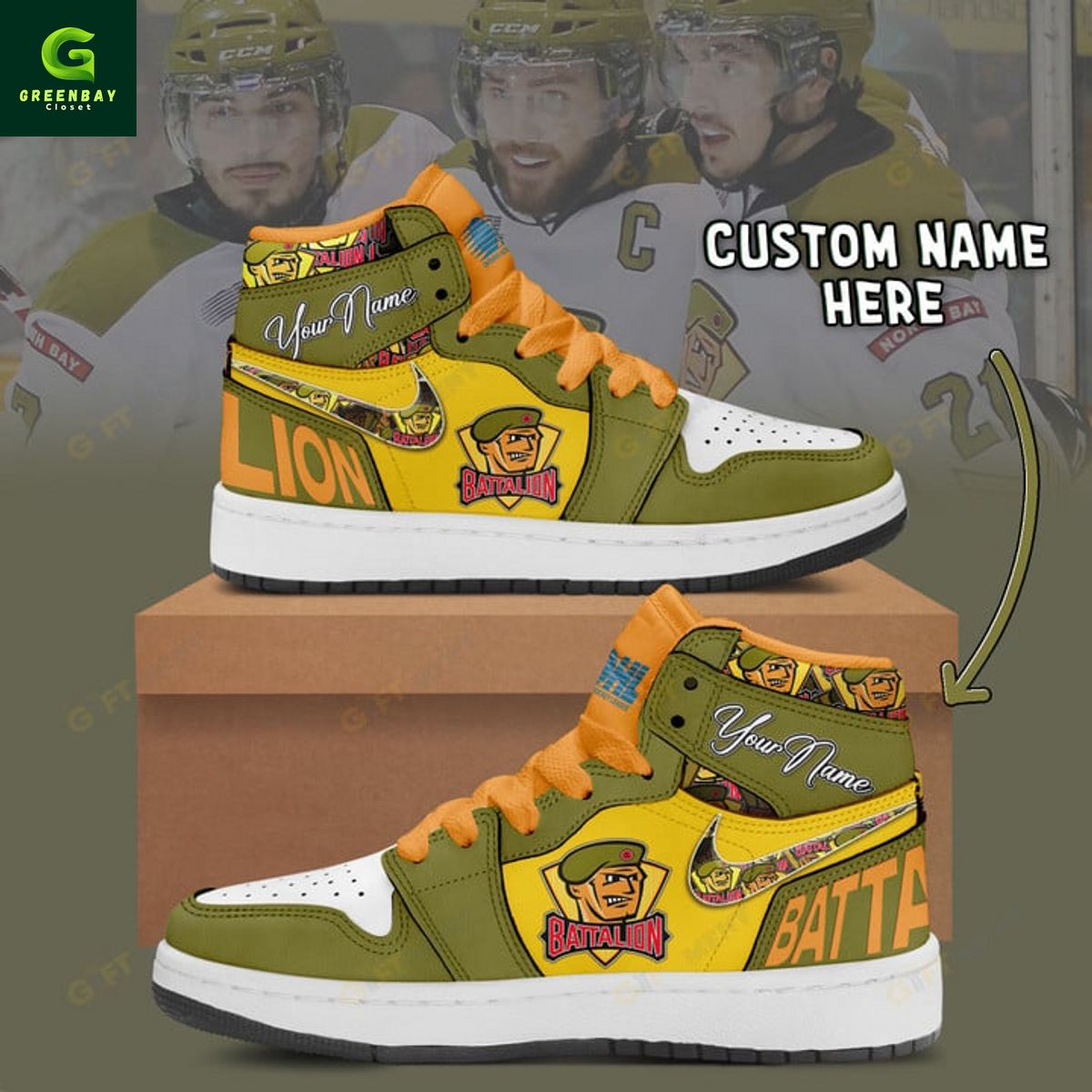 Ideafootwear North Bay Battalion AJ1 High Sneakers Shoes For Men And Women