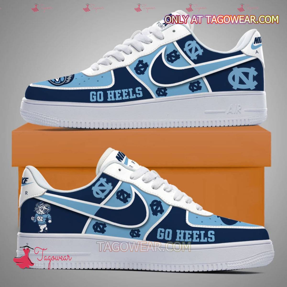 Ideafootwear North Carolina Tar Heels Air Low-Top Sneakers Shoes For Men And Women 1