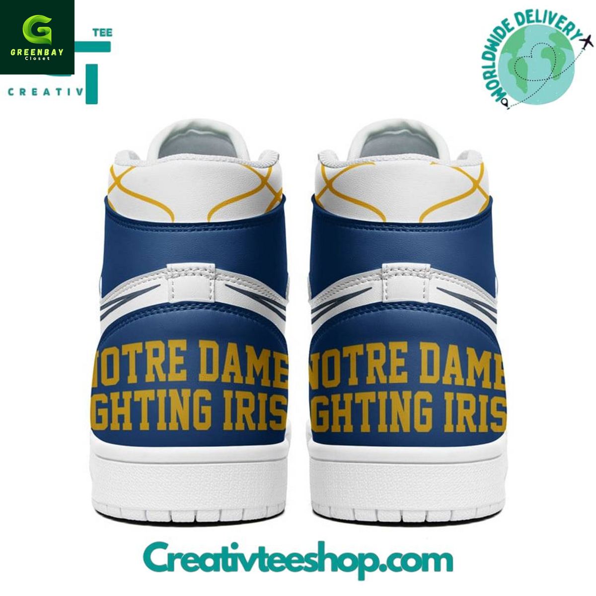 Ideafootwear Notre Dame Fighting Irish AJ1 High Sneakers Shoes For Men And Women