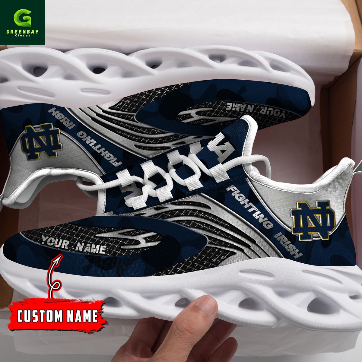 Ideafootwear Notre Dame Fighting Irish Max Soul Shoes Sneakers For Men And Women