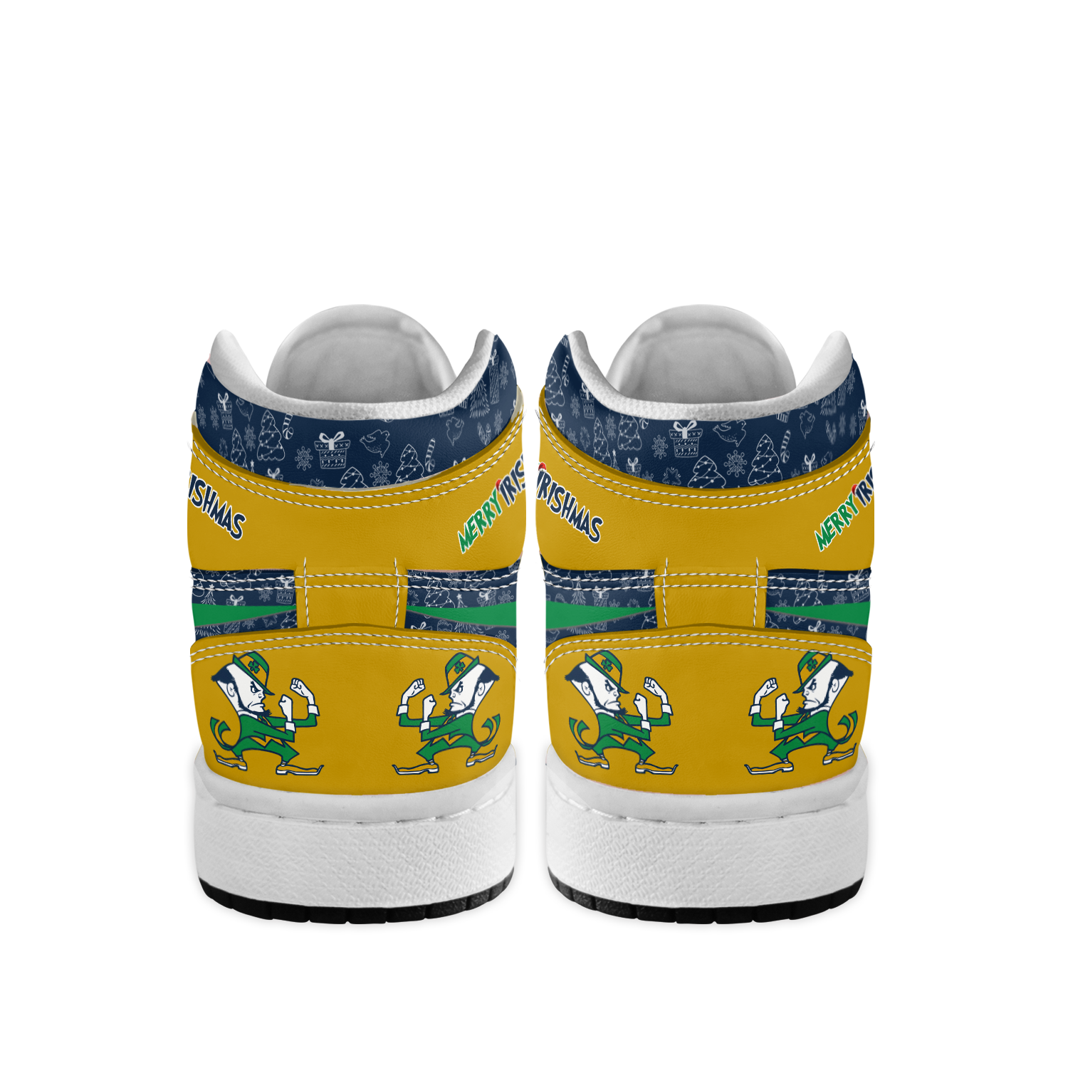 Ideafootwear Notre Dame Fighting Irish x The Grinch x Christmas  AJ1 High Sneakers Shoes For Men And Women