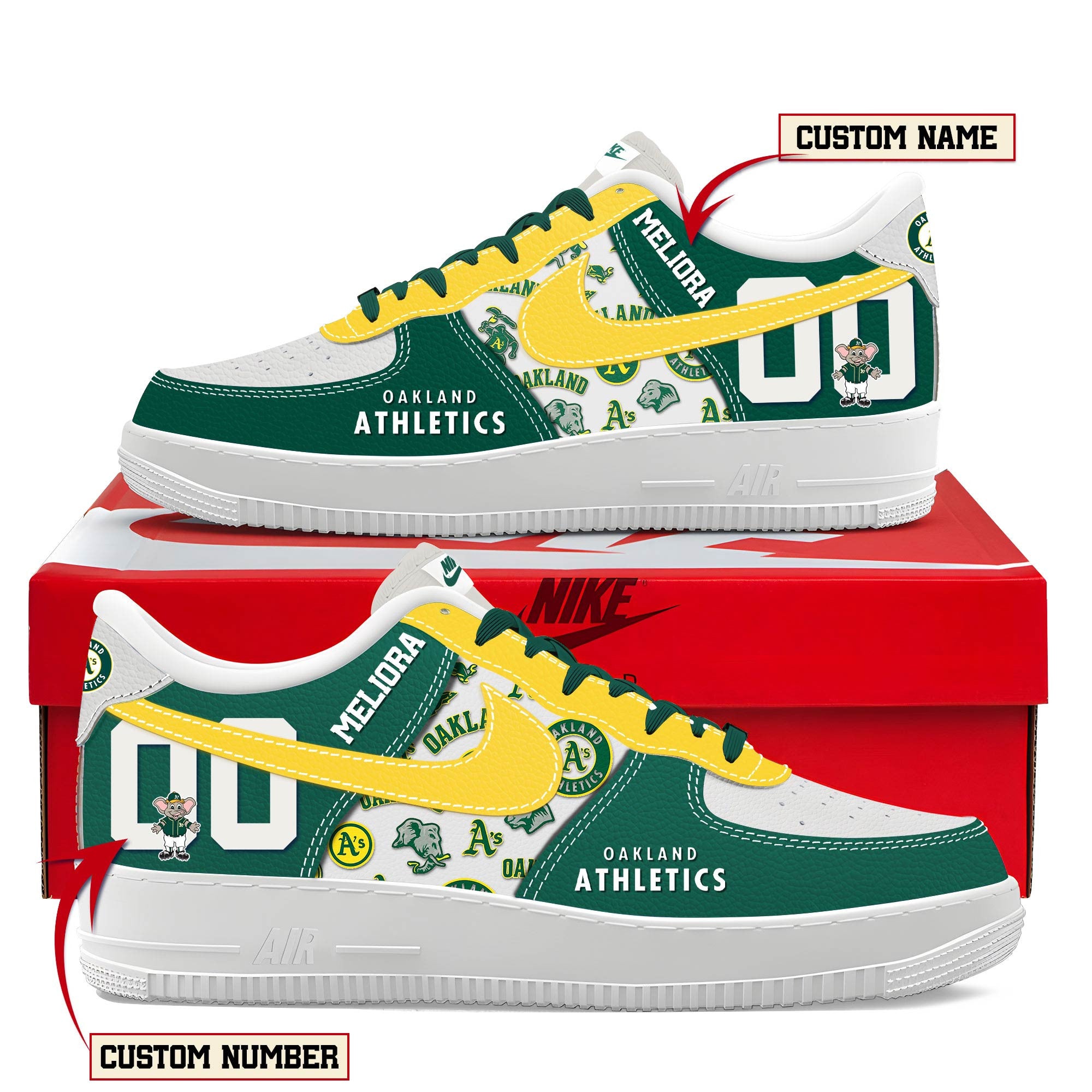 Ideafootwear Oakland Athletics Air Low-Top Sneakers Shoes For Men And Women 1