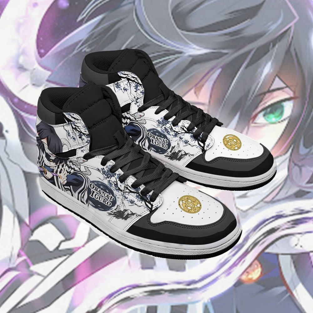 Ideafootwear Obanai Iguro Demon Slayer AJ1 High Sneakers Shoes For Men And Women