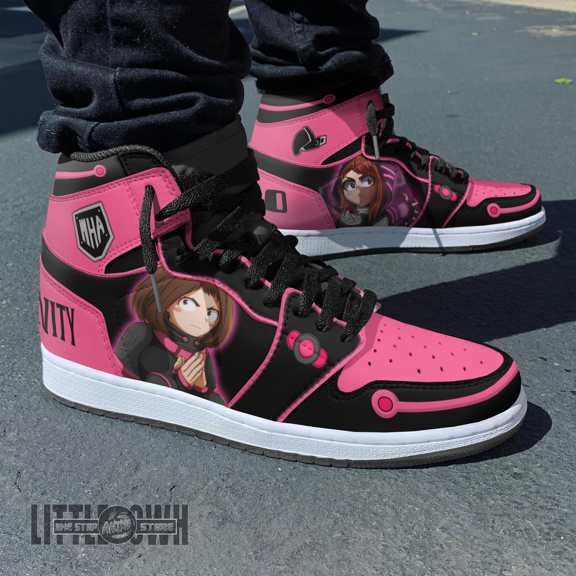 Ideafootwear Ochaco Uraraka  AJ1 High Sneakers Shoes For Men And Women