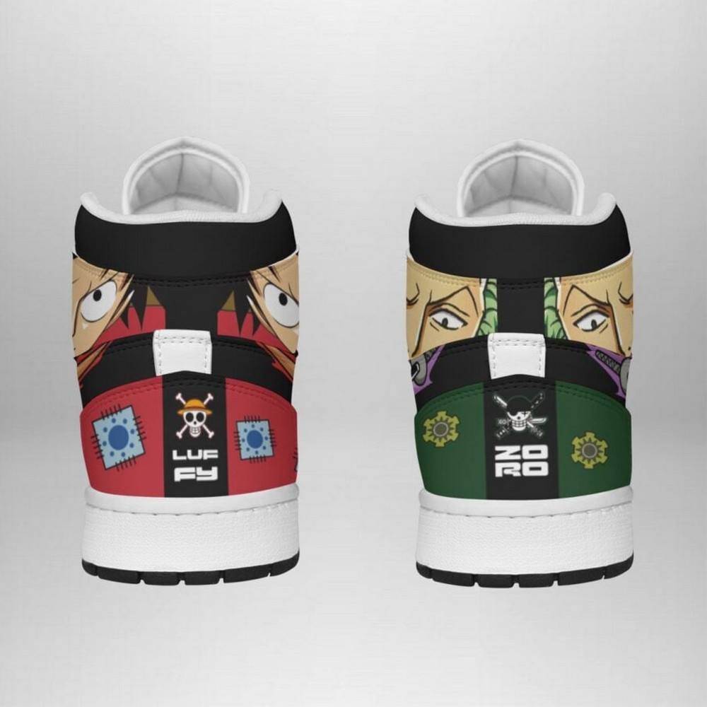 Ideafootwear One Piece Zoro And Luffy AJ1 High Sneakers Shoes For Men And Women