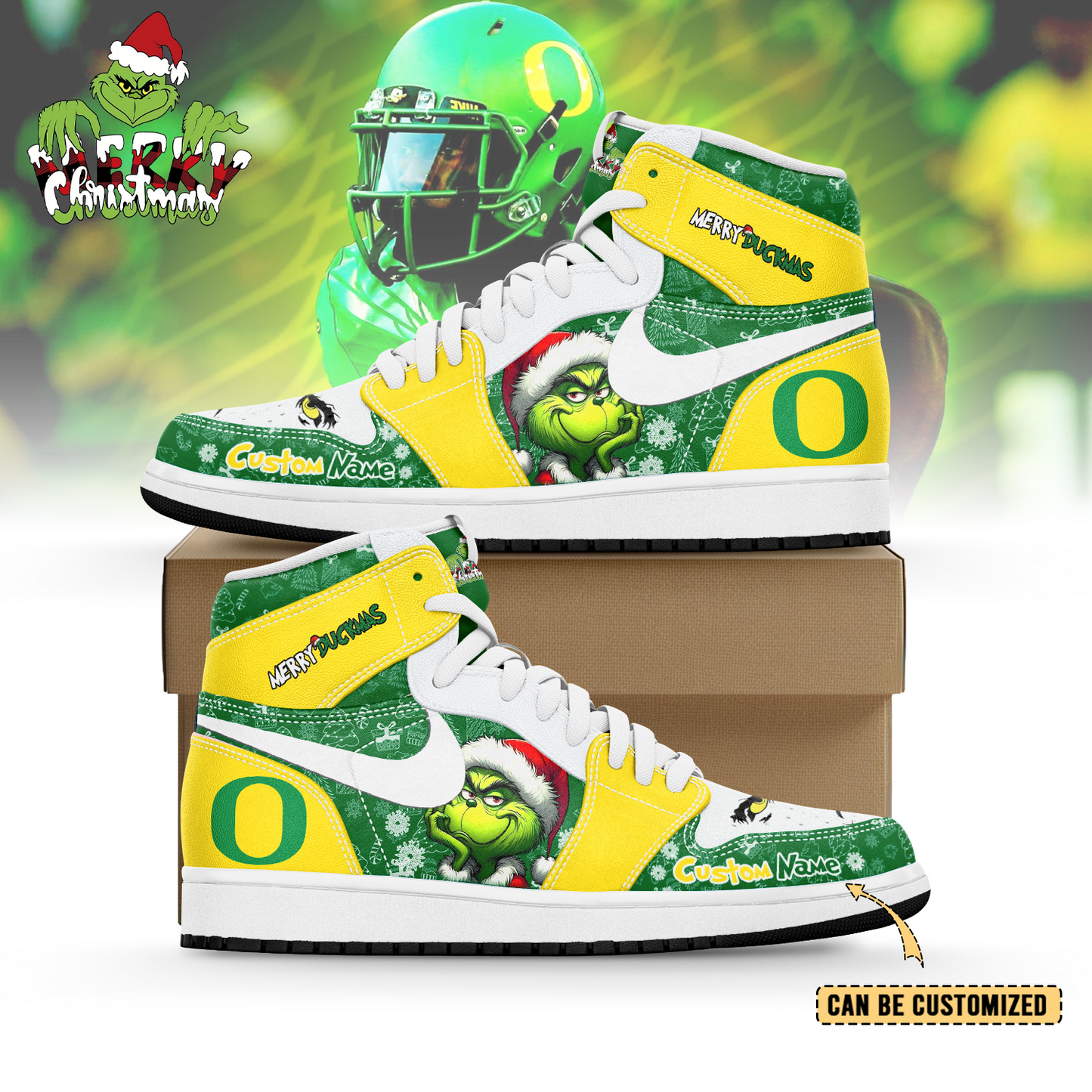 Ideafootwear  Oregon Ducks x The Grinch x Christmas AJ1 High Sneakers Shoes For Men And Women