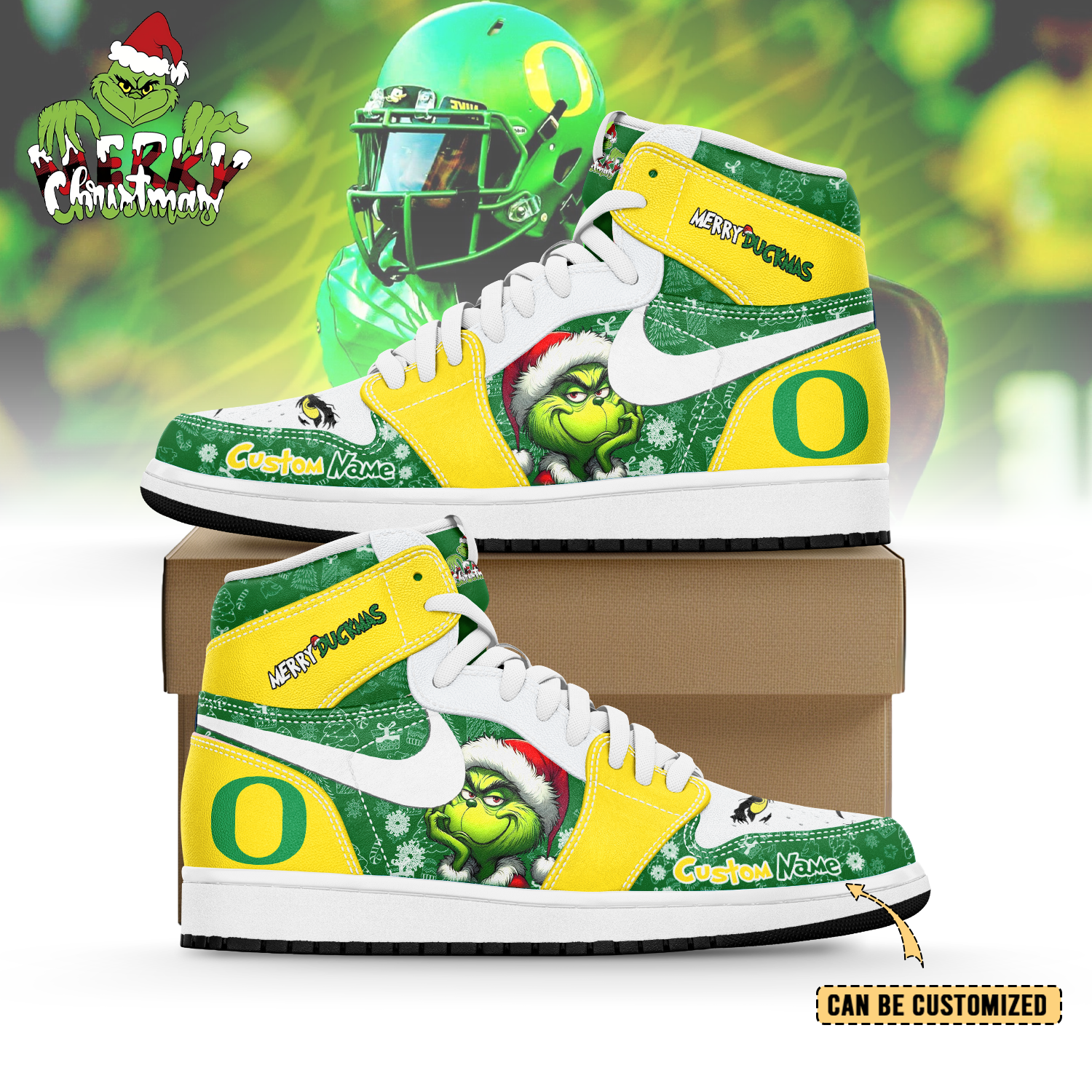 Ideafootwear  Oregon Ducks x The Grinch x Christmas AJ1 High Sneakers Shoes For Men And Women