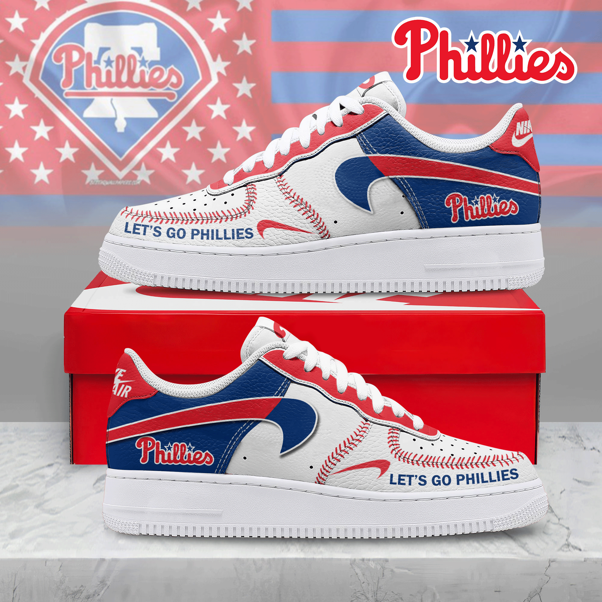 Ideafootwear Philadelphia Phillies Air Low-Top Sneakers Shoes For Men And Women 1