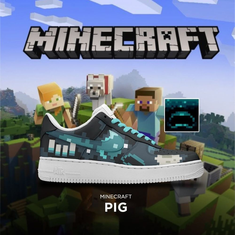 Ideafootwear Pig V.2 Mine Craft Air Low-Top Sneakers Shoes For Men And Women 1
