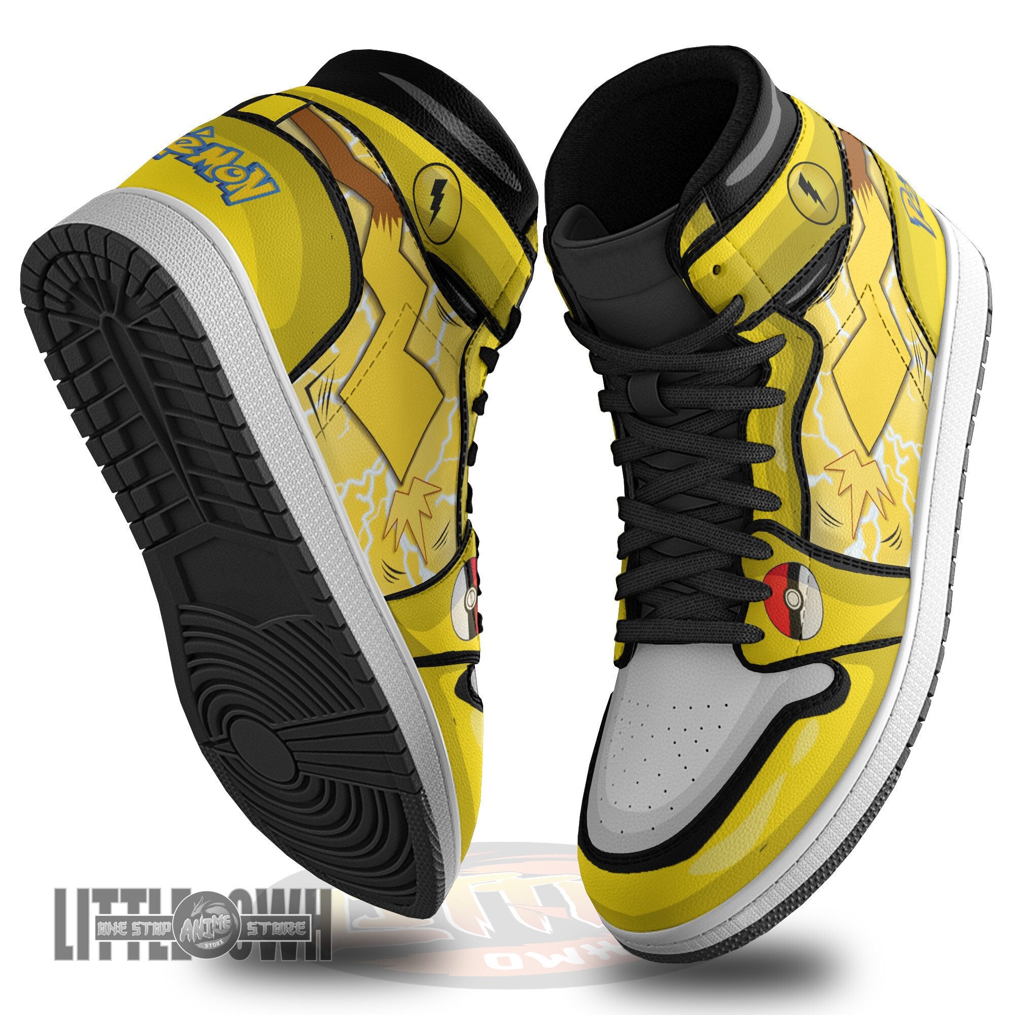 Ideafootwear Pikachu AJ1 High Sneakers Shoes For Men And Women