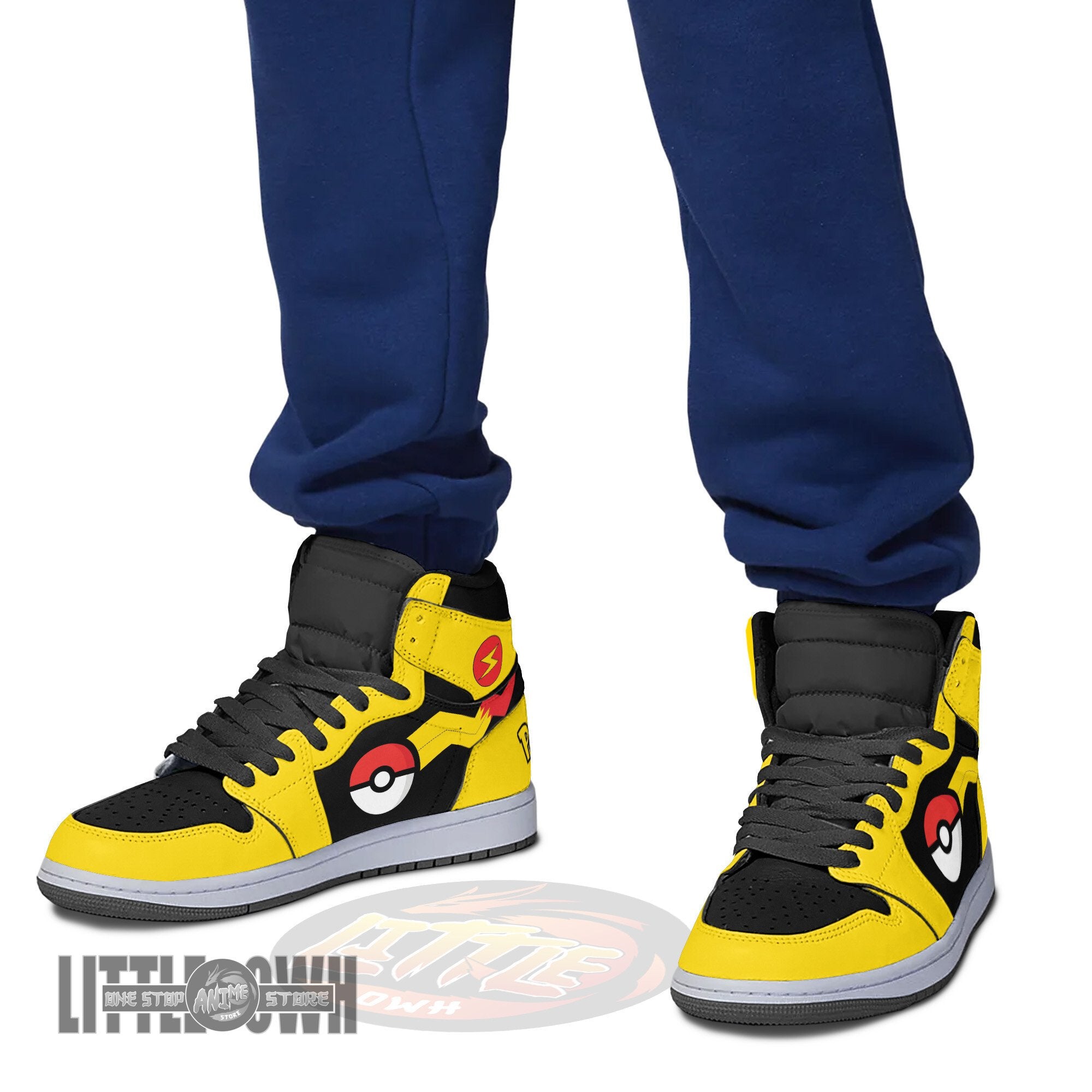 Ideafootwear Pikachu AJ1 High Sneakers Shoes For Men And Women