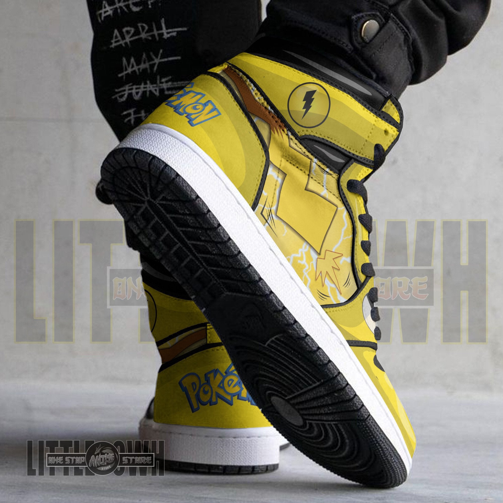 Ideafootwear Pikachu AJ1 High Sneakers Shoes For Men And Women