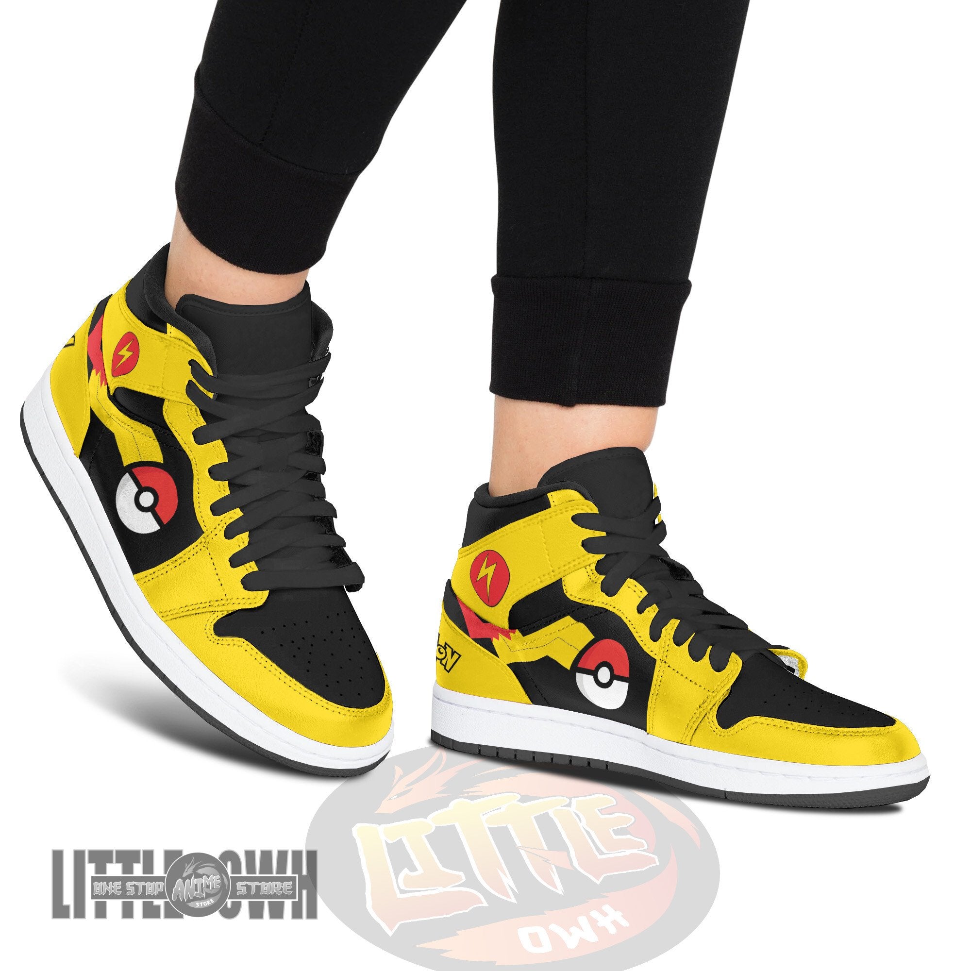 Ideafootwear Pikachu AJ1 High Sneakers Shoes For Men And Women