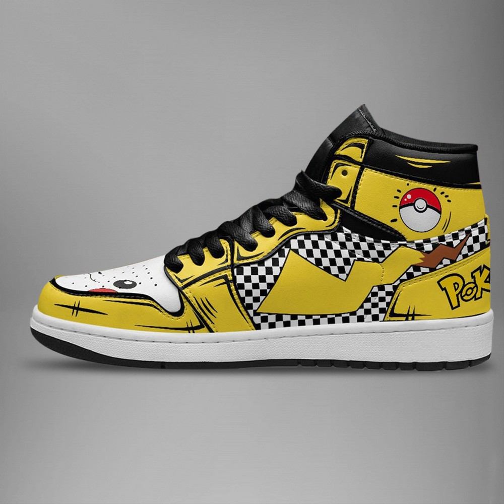 Ideafootwear Pikachu AJ1 High Sneakers Shoes For Men And Women