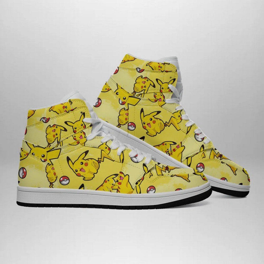 Ideafootwear Pikachu Pattern Pokemon AJ1 High Sneakers Shoes For Men And Women