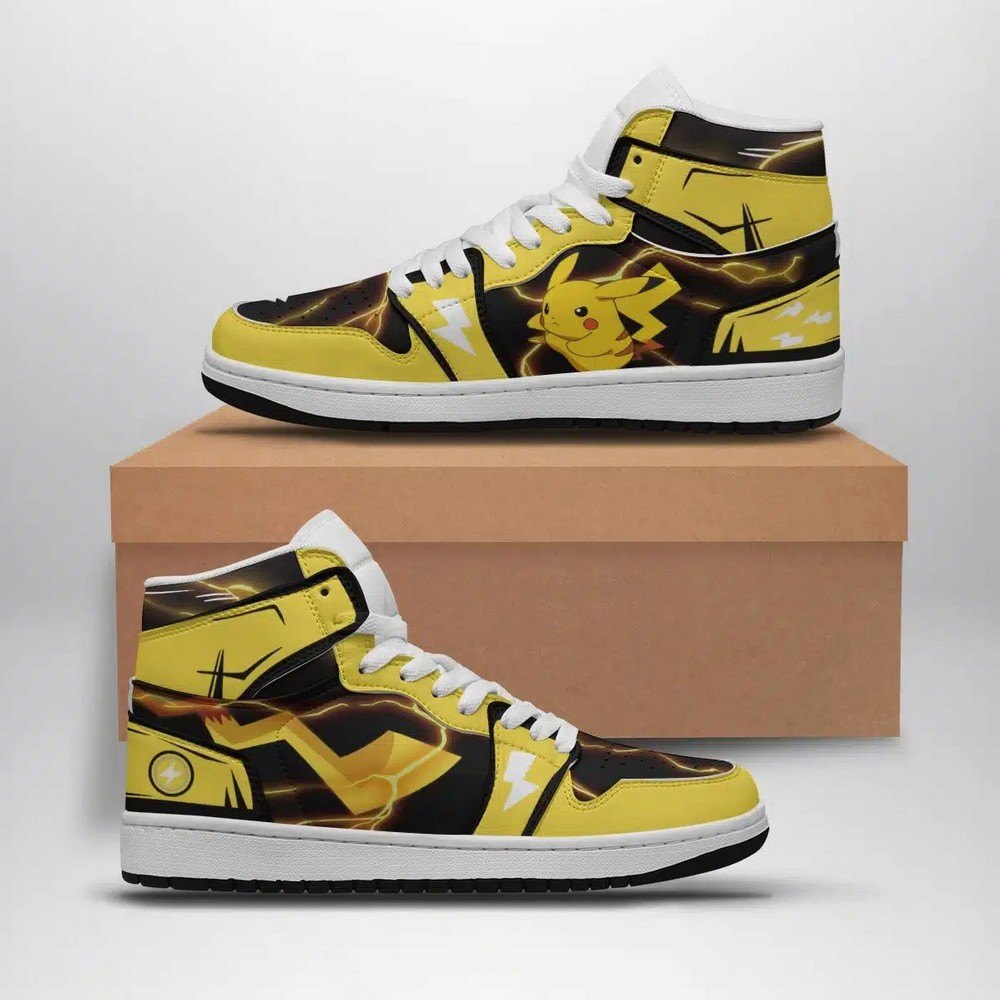 Ideafootwear Pikachu V2 Pokemon  AJ1 High Sneakers Shoes For Men And Women