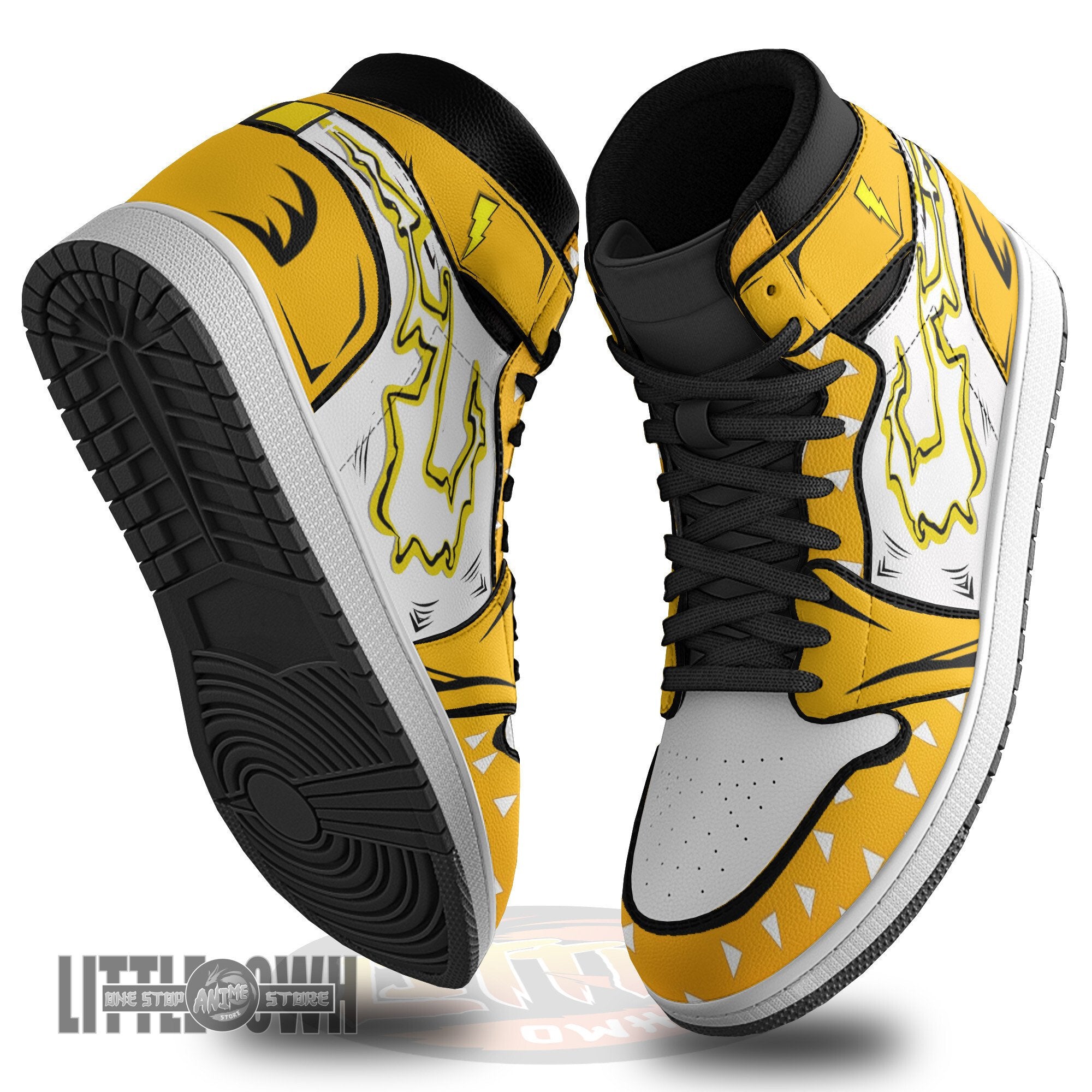 Ideafootwear Pikachu x Zenitsu AJ1 High Sneakers Shoes For Men And Women