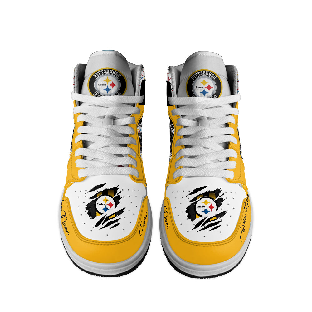 Ideafootwear Pittsburgh Steelers AJ1 High Sneakers Shoes For Men And Women