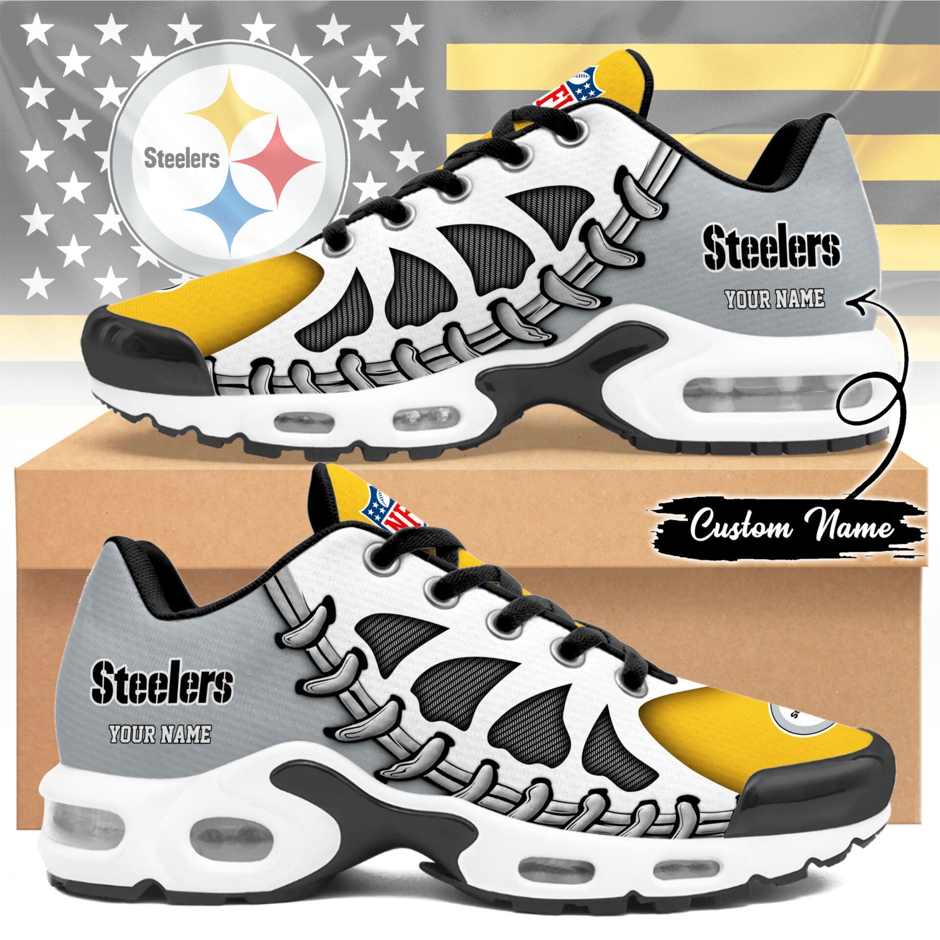 Ideafootwear Pittsburgh Steelers TN Shoes Sneakers For Men And Women