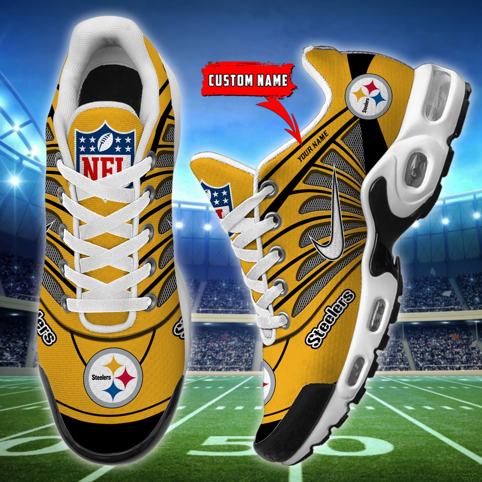 Ideafootwear Pittsburgh Steelers TN Shoes Sneakers For Men And Women