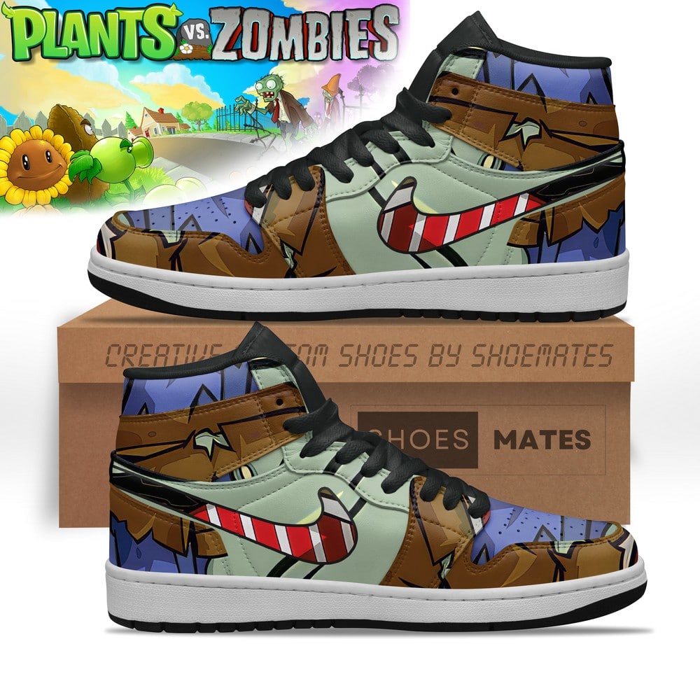 Ideafootwear Plant vs Zombies AJ1 High Sneakers Shoes For Men And Women